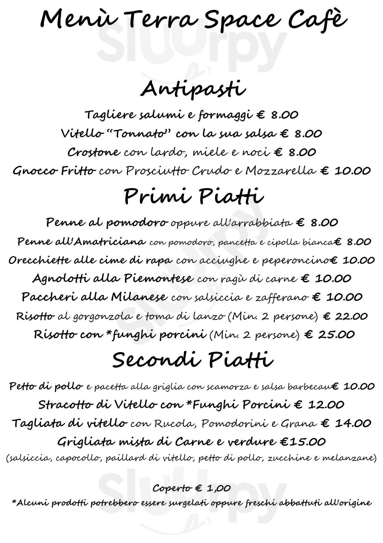 Caffe' Space San Maurizio San Maurizio Canavese menù 1 pagina