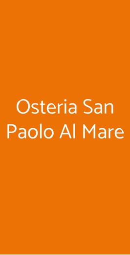 Osteria San Paolo Al Mare, Marina di Pisa