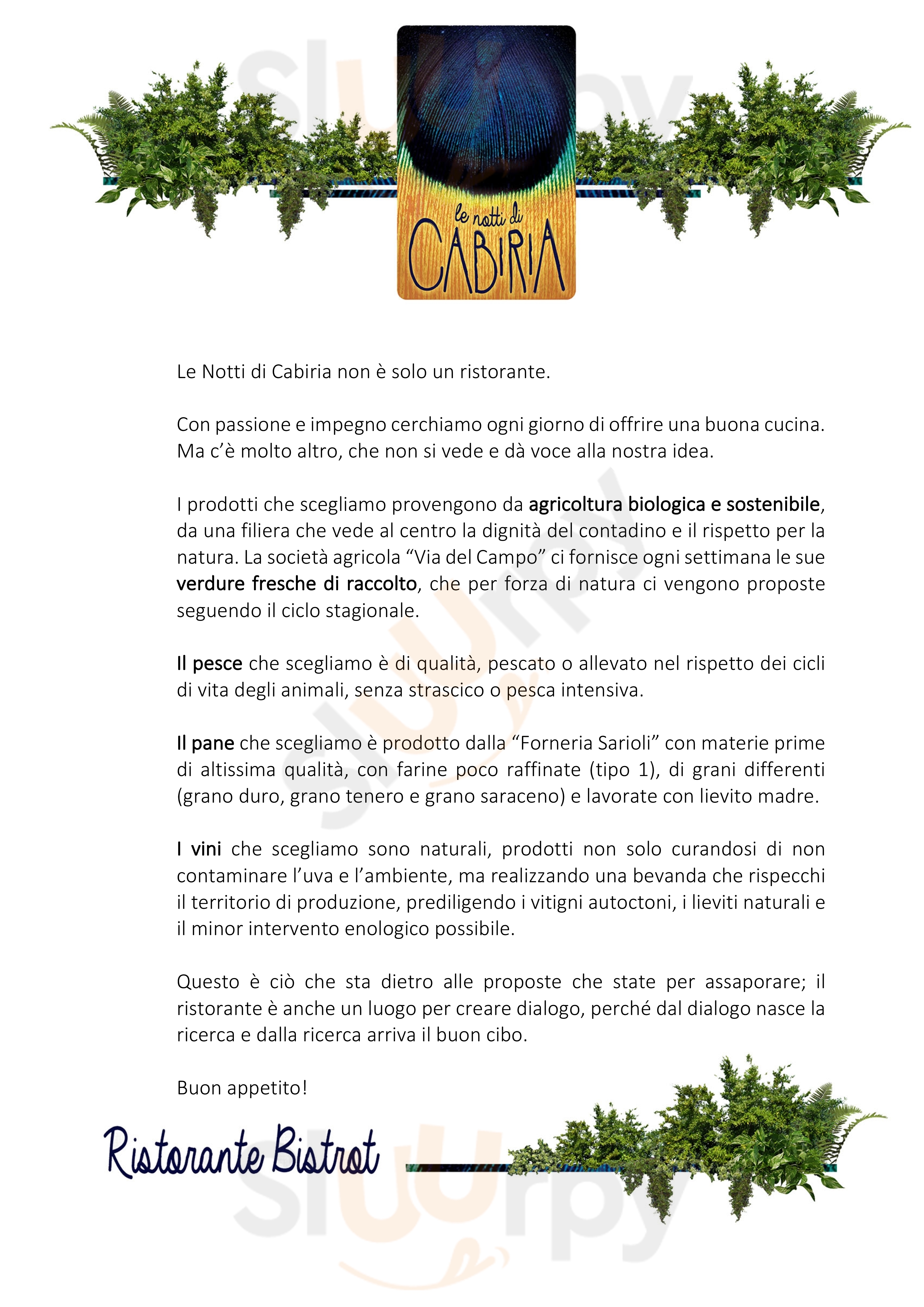 Le Notti di Cabiria Brescia menù 1 pagina