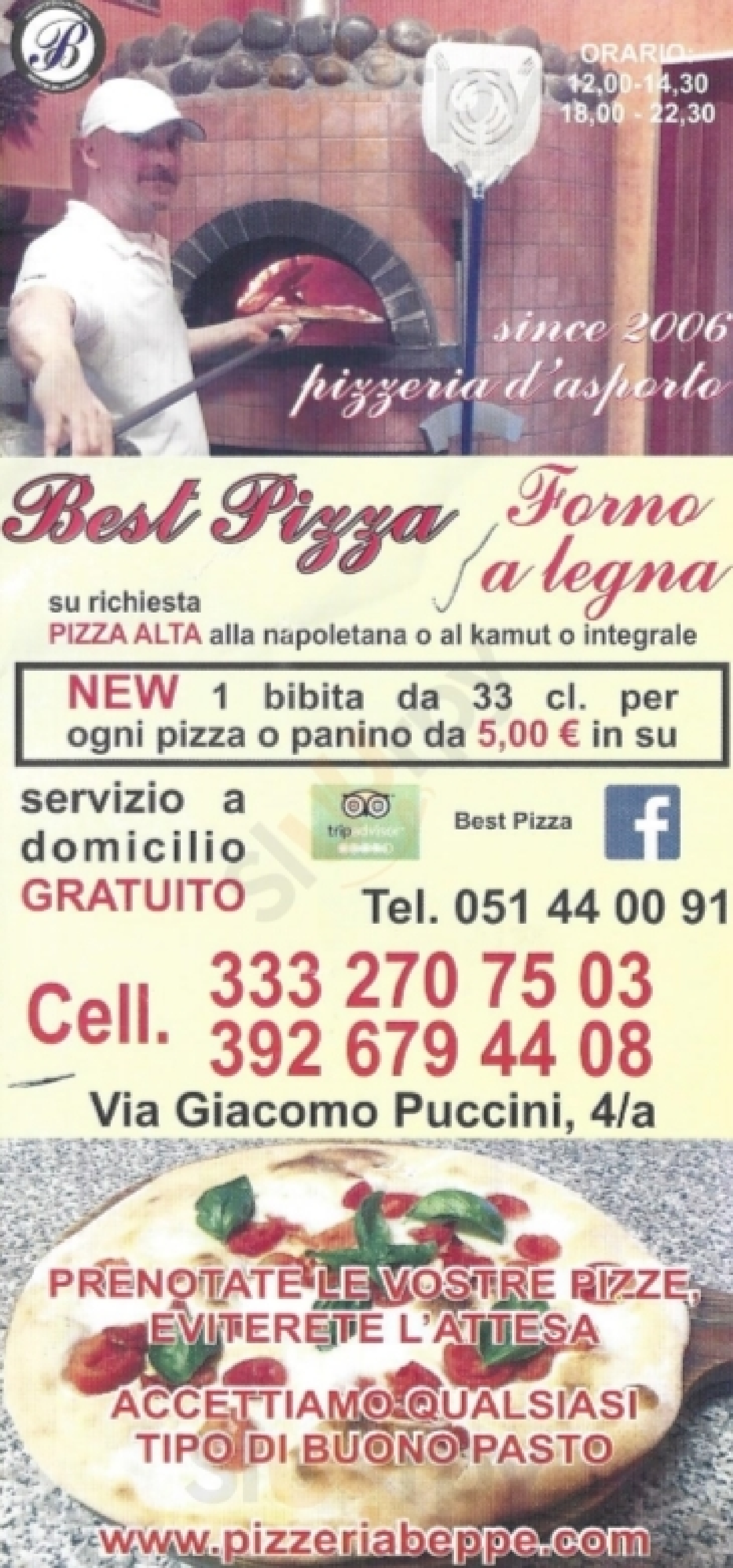 Best Pizza Bologna menù 1 pagina