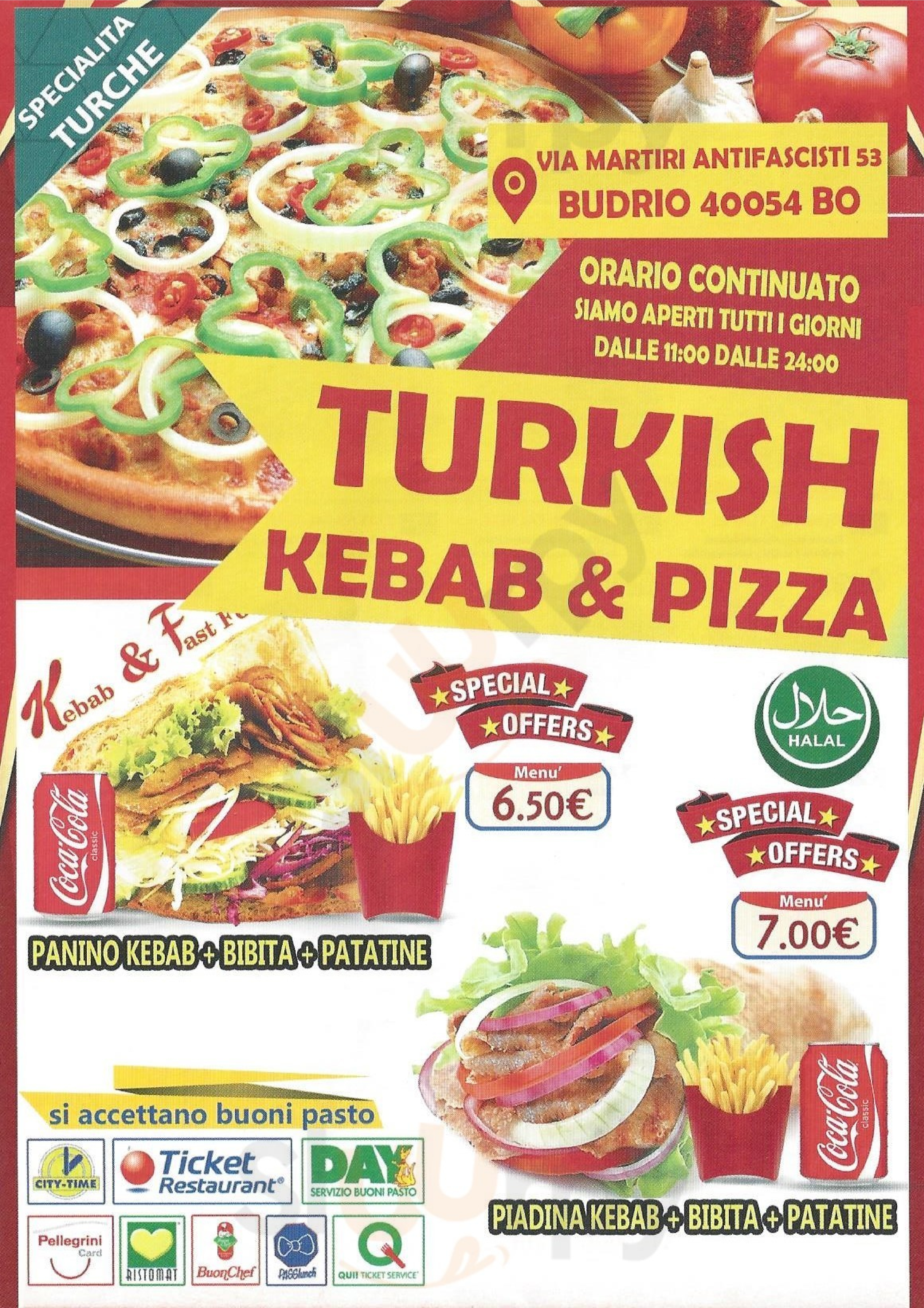 Turkish Kebab & Pizza Budrio menù 1 pagina