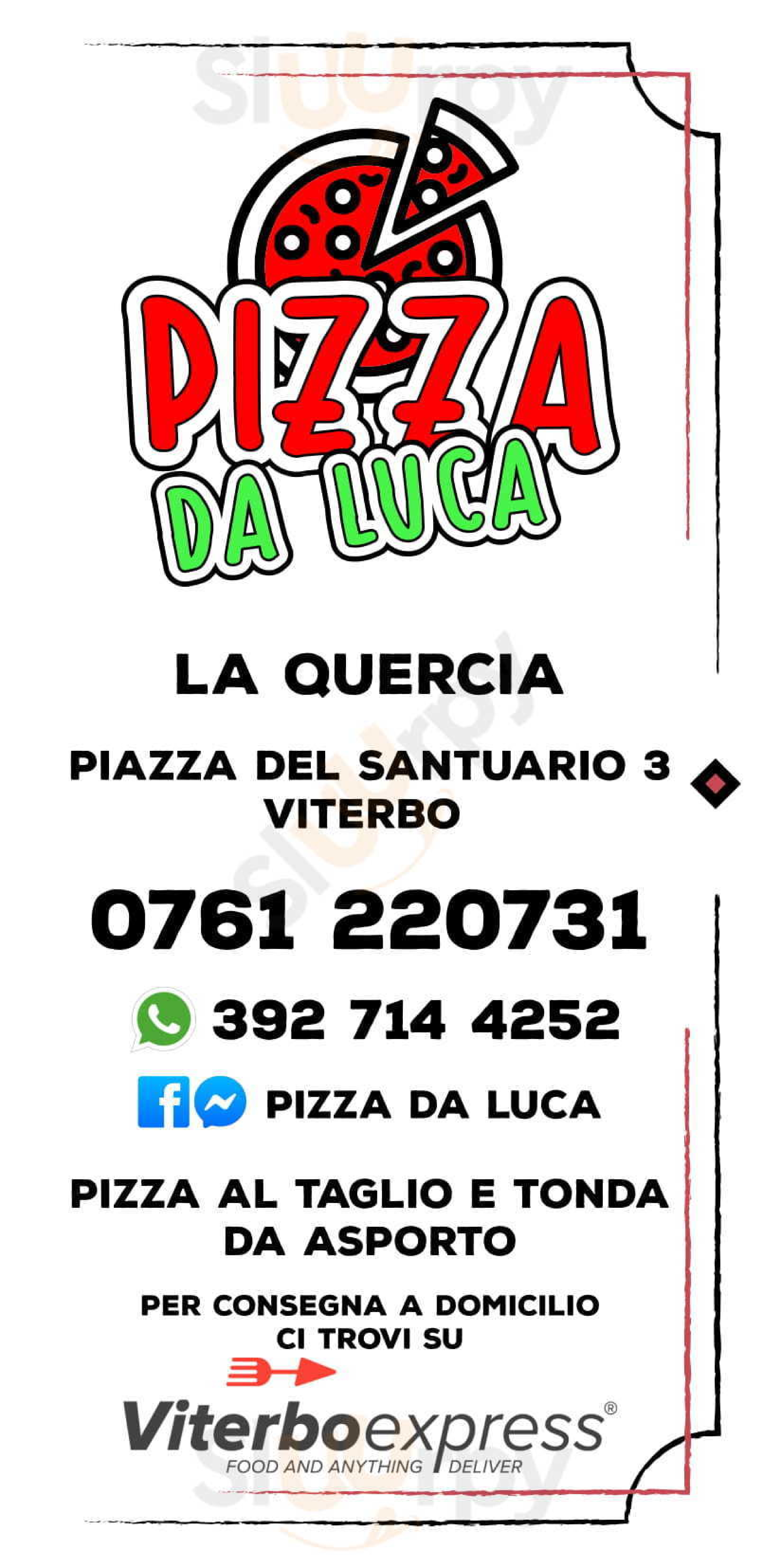 Pizza da Luca / La Quercia Viterbo menù 1 pagina