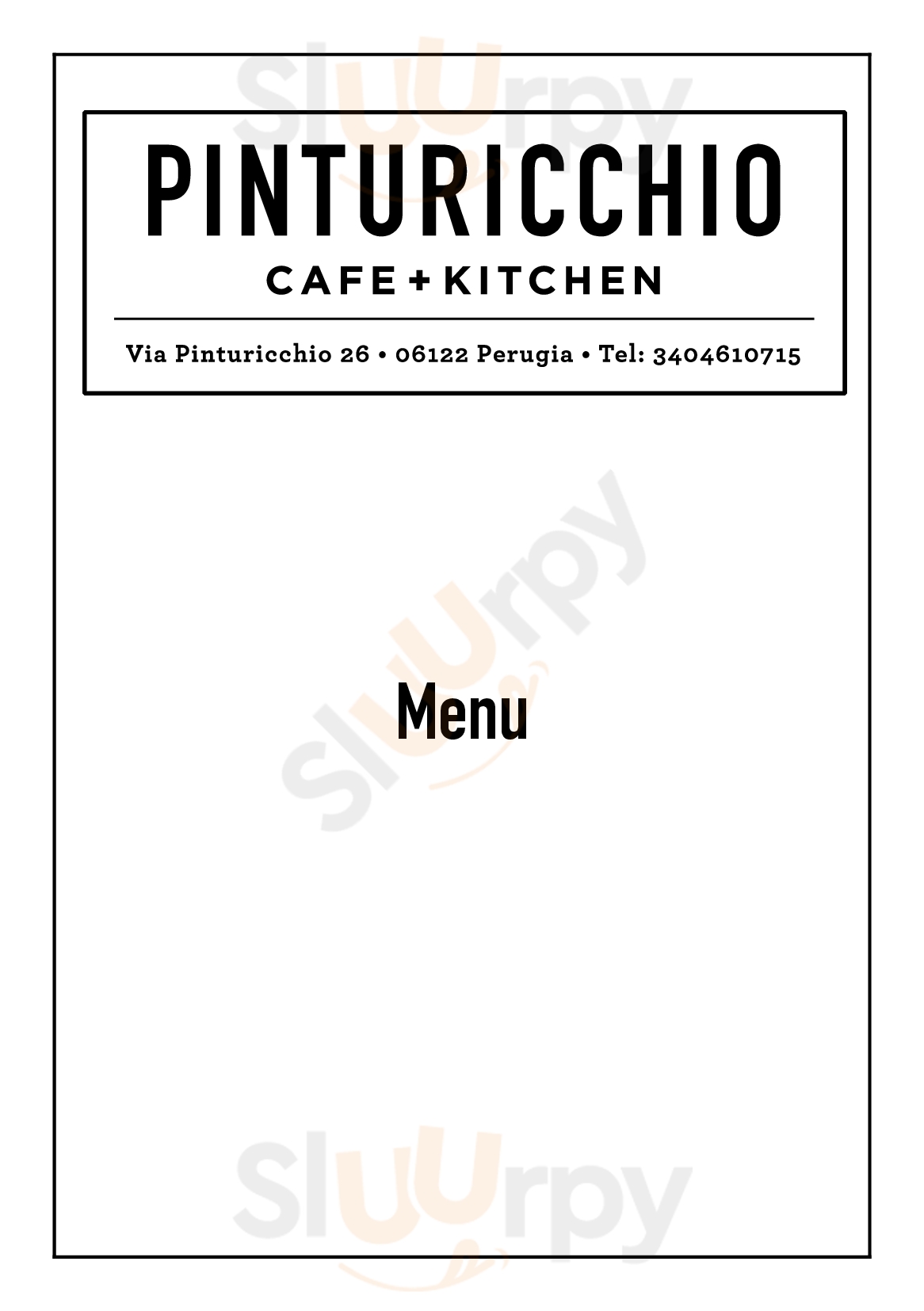 Pinturicchio Cafe+Kitchen Perugia menù 1 pagina