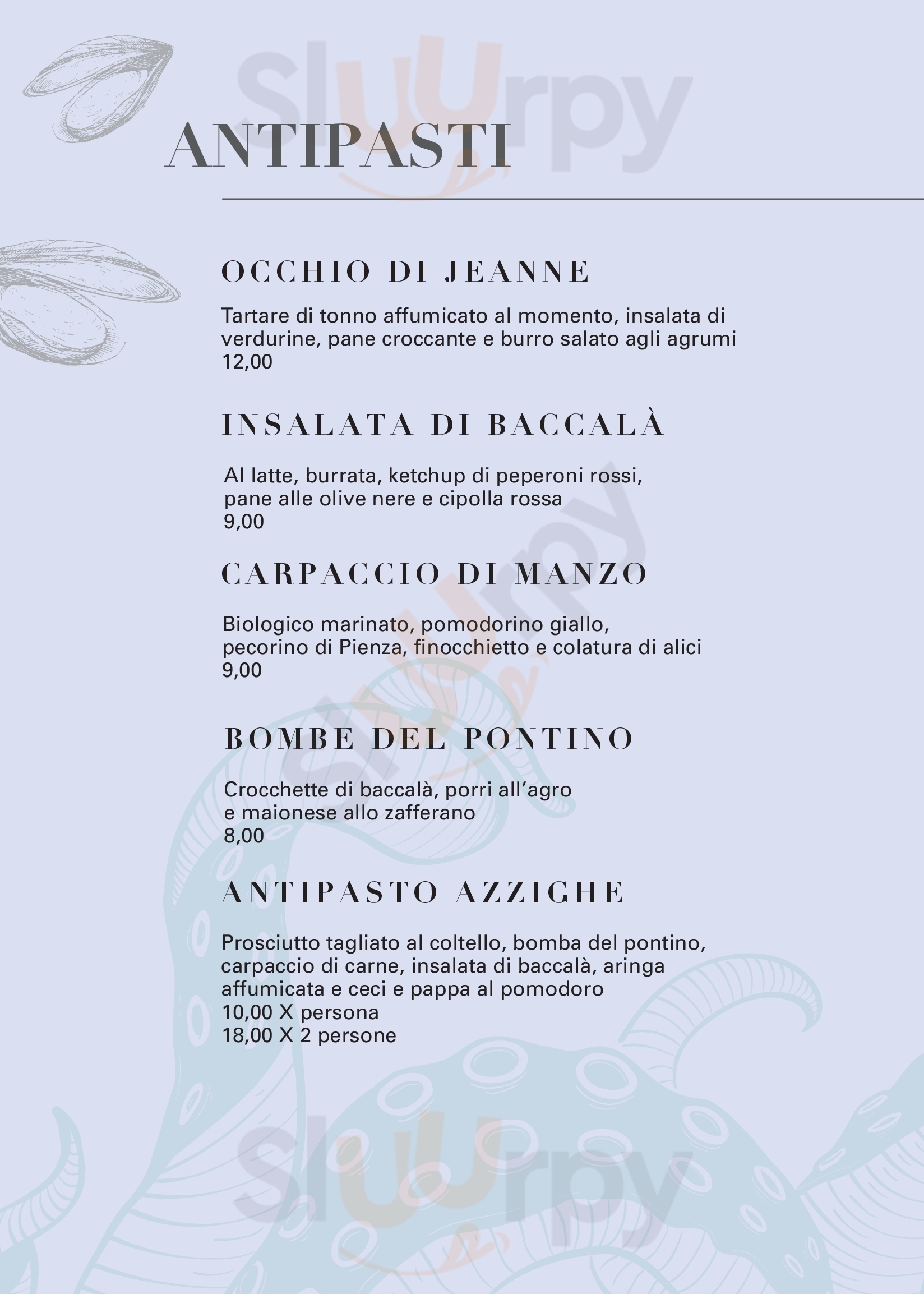 Azzighe • Osteria a metà Livorno menù 1 pagina