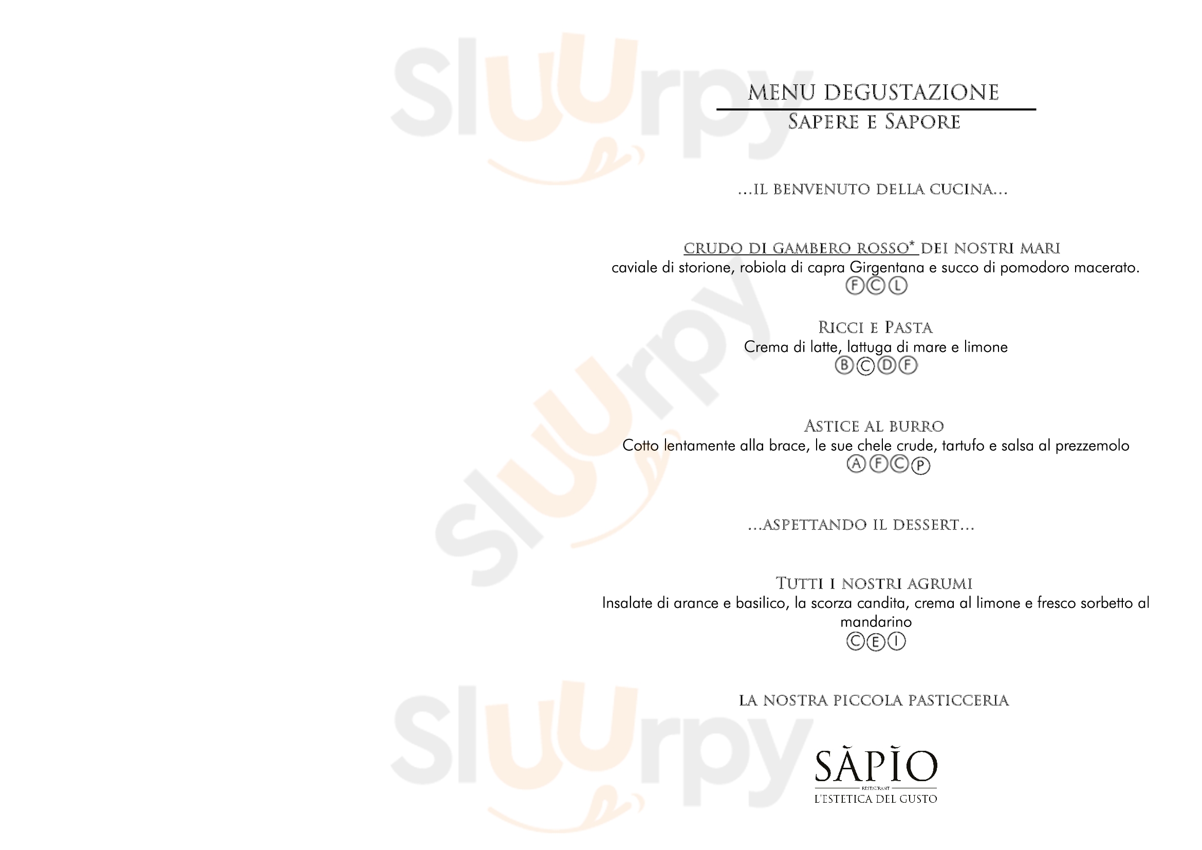 Sapio Restaurant Catania menù 1 pagina