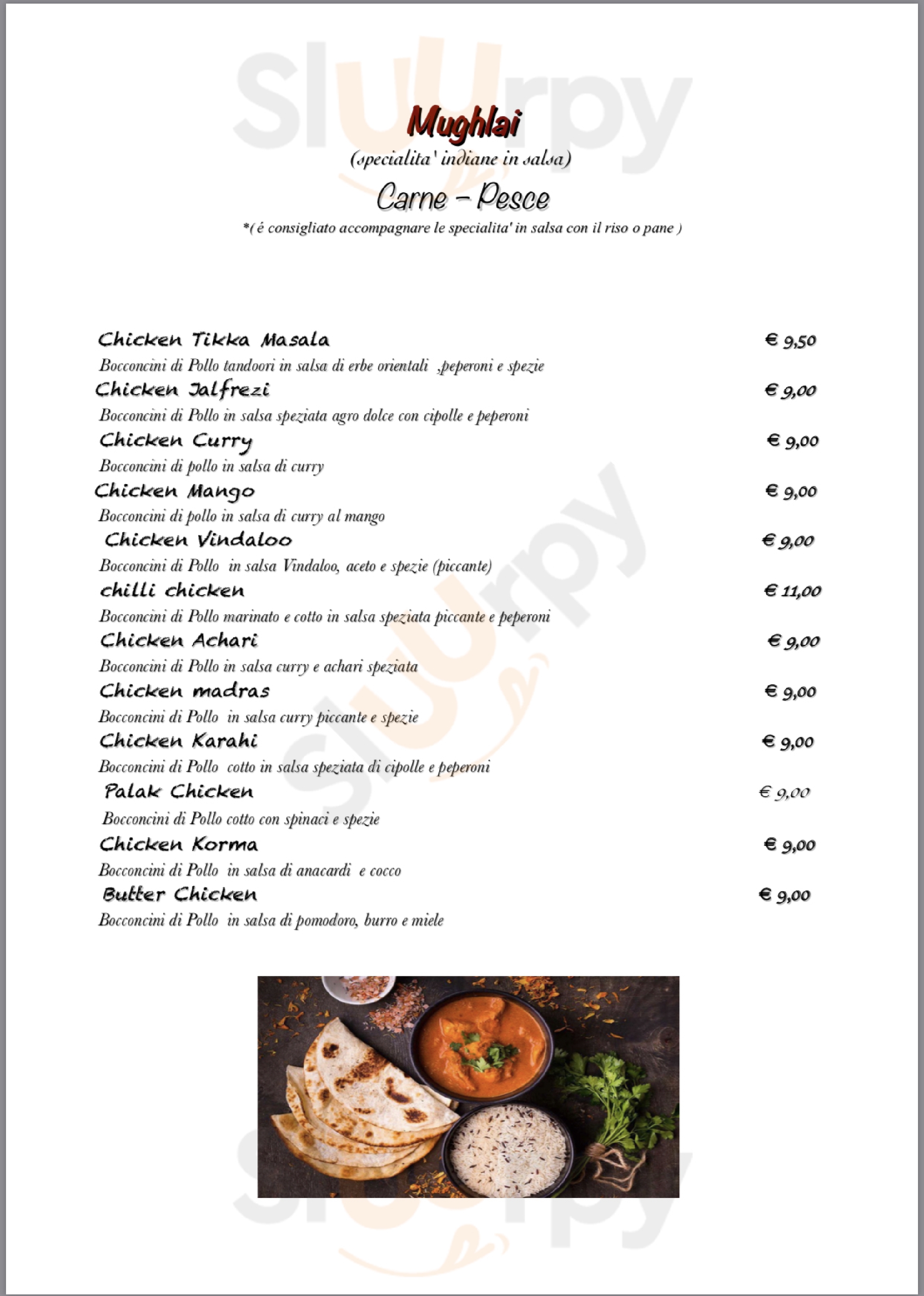 Curry Lounge Bergamo menù 1 pagina