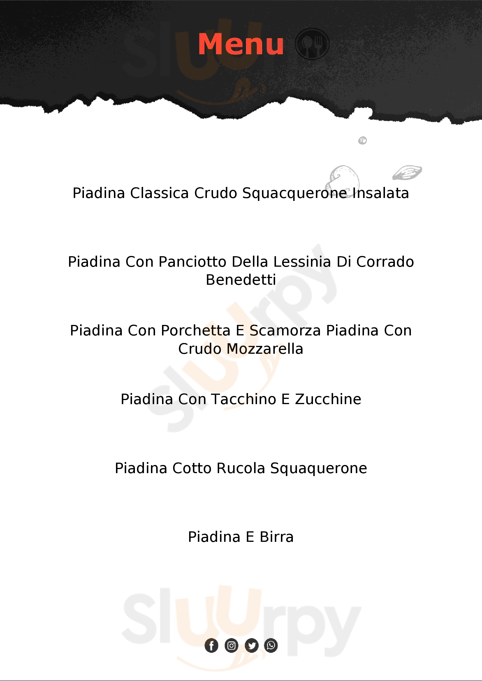 Bacchabundus Piadineria Artigianale - Via Leoni Verona menù 1 pagina