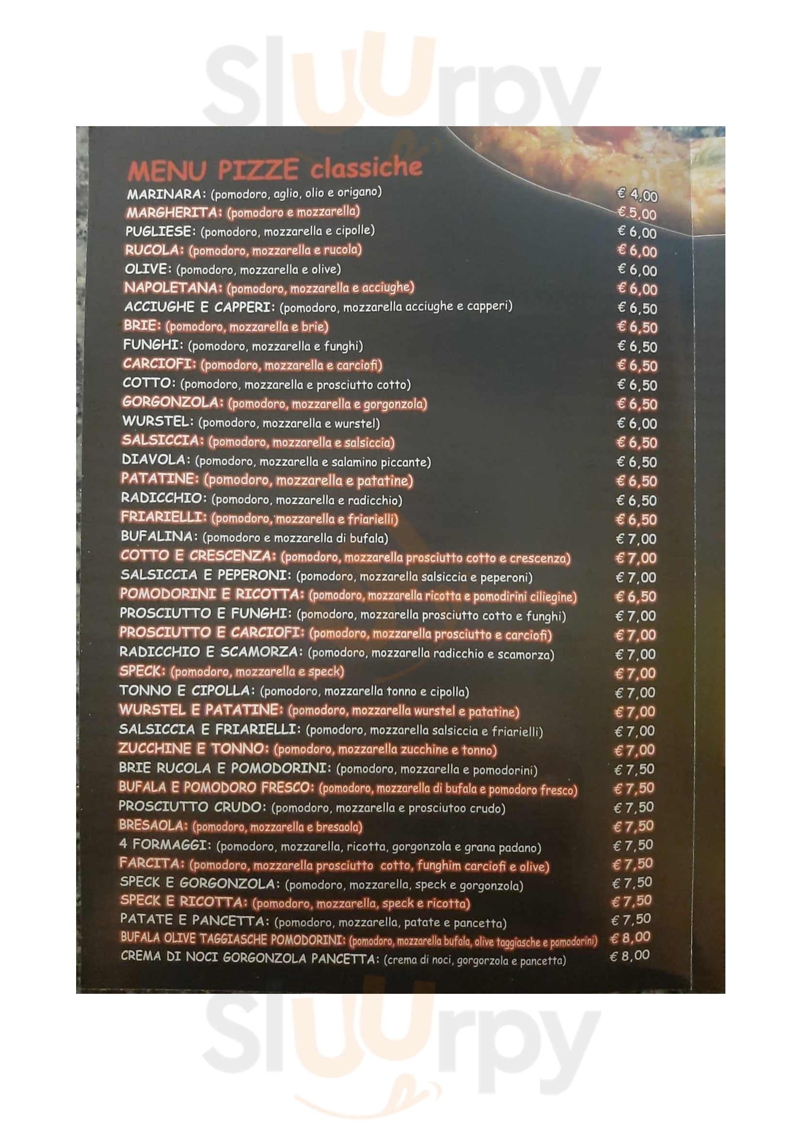 Pizzeria Passaparola Piacenza menù 1 pagina