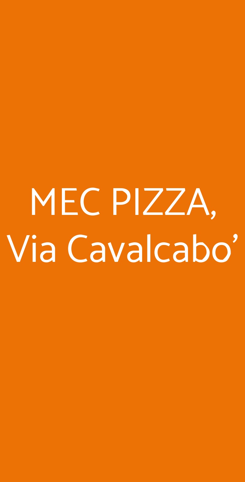 MEC PIZZA, Via Cavalcabo' Roma menù 1 pagina