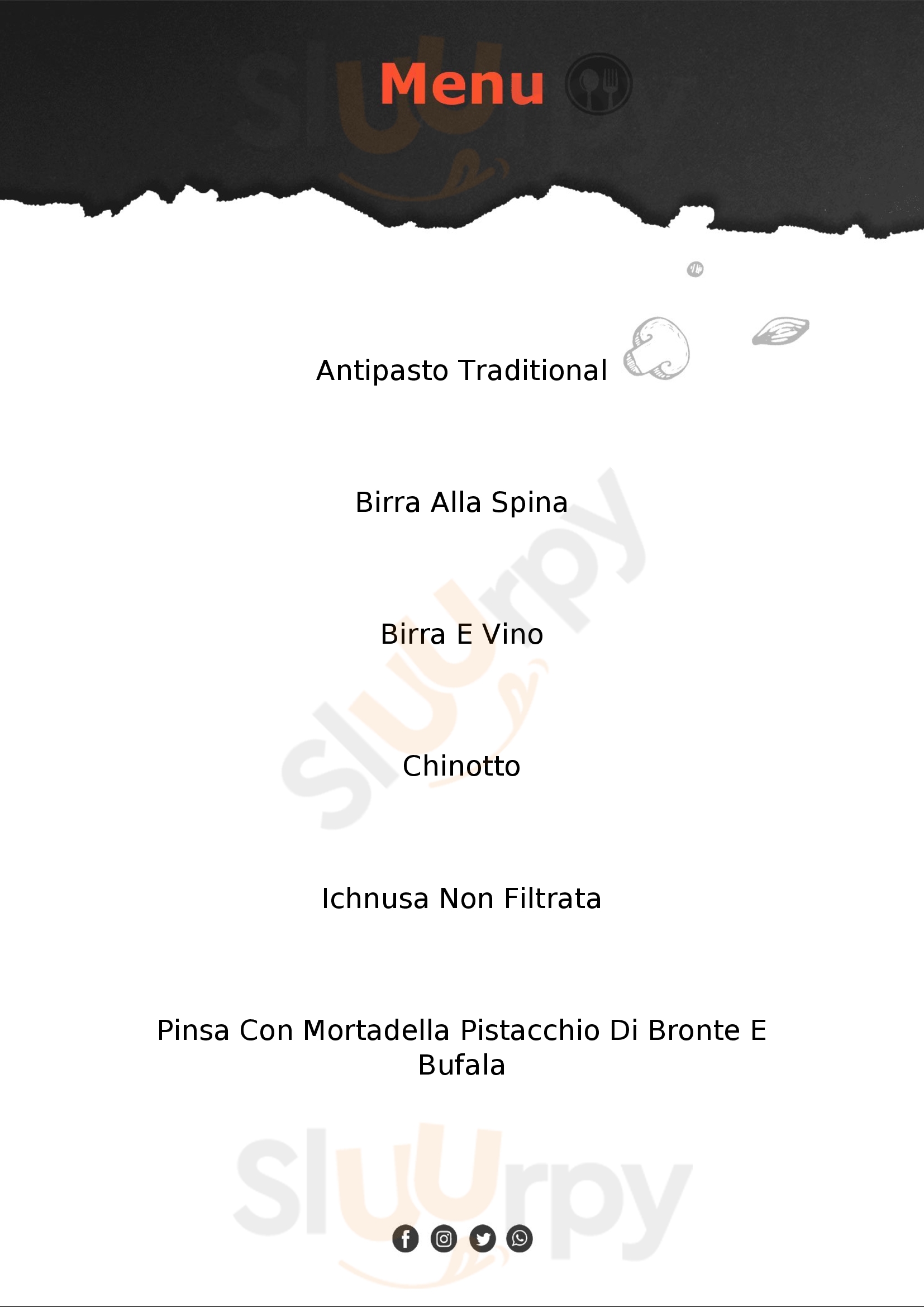 A Caverna Pinseria Gioiosa Ionica menù 1 pagina