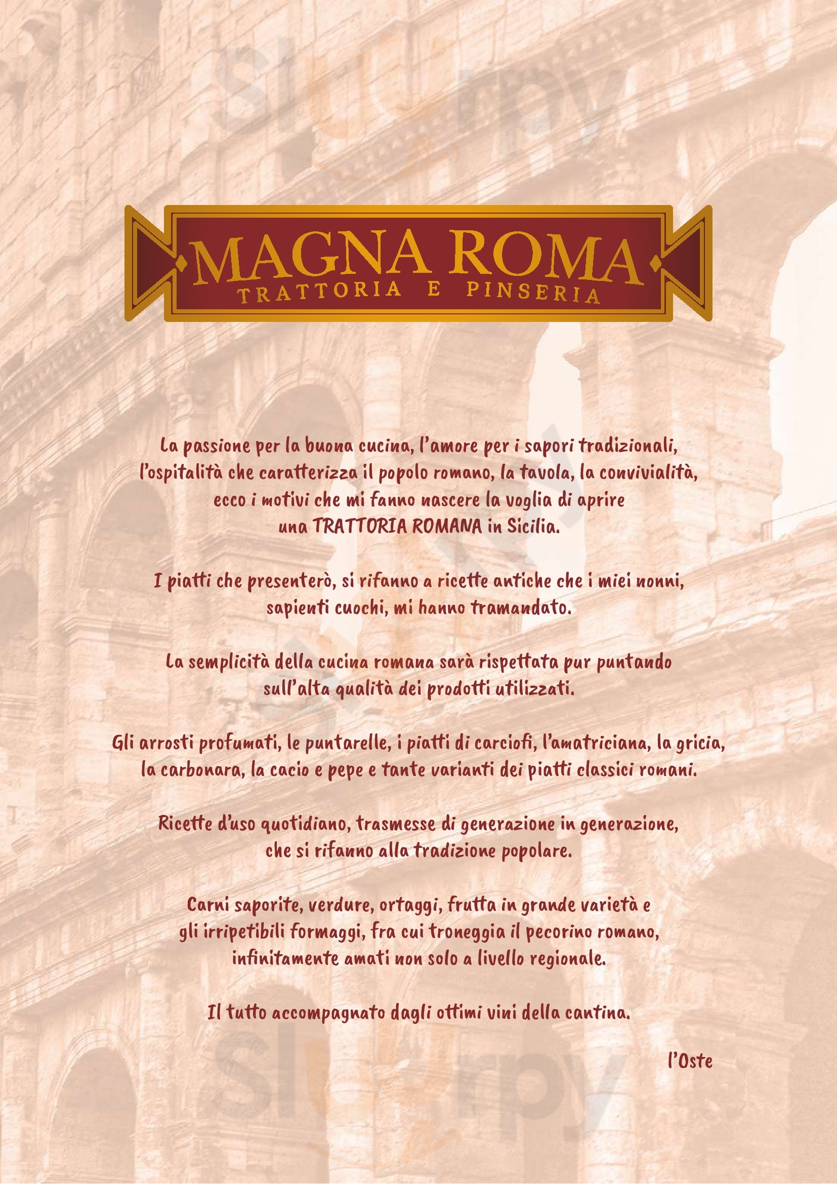 Trattoria Magna Roma Palermo menù 1 pagina