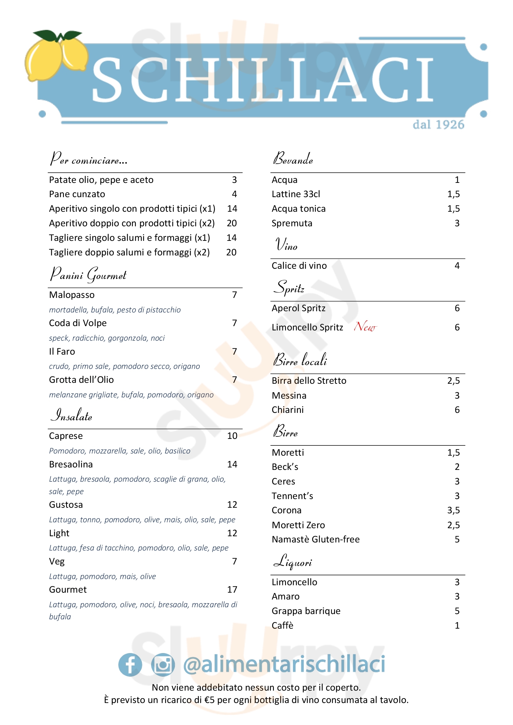 Alimentari Ortofrutta di Schillaci Gianfranco Palermo menù 1 pagina