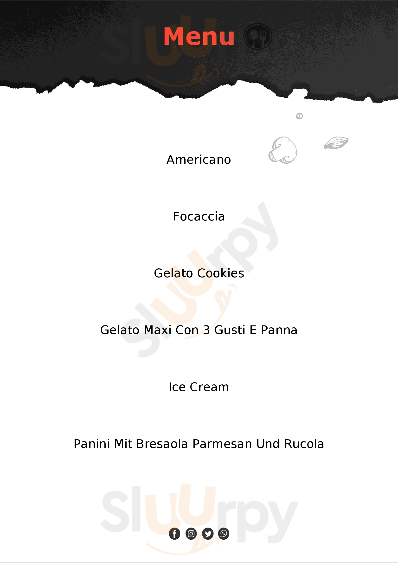 Snack Bar Glateria Mokalux Verona menù 1 pagina