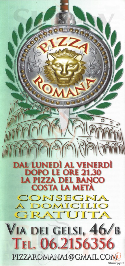 PIZZA ROMANA Roma menù 1 pagina