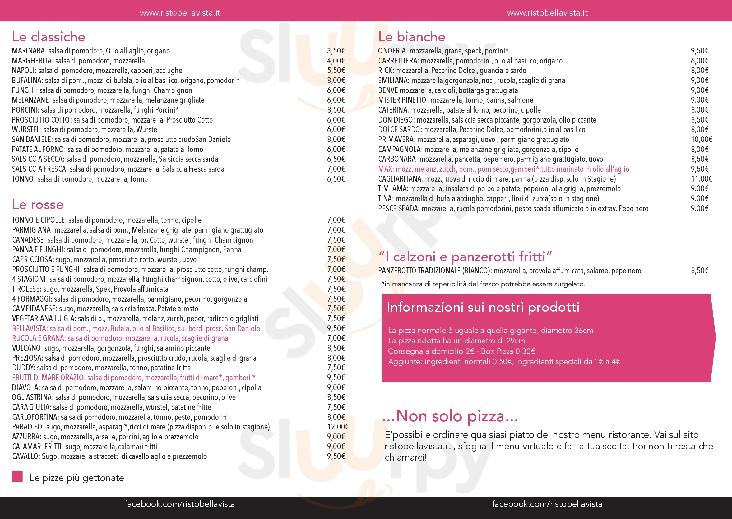 Bellavista Ristorante Lounge Cafe Quartu Sant'Elena menù 1 pagina