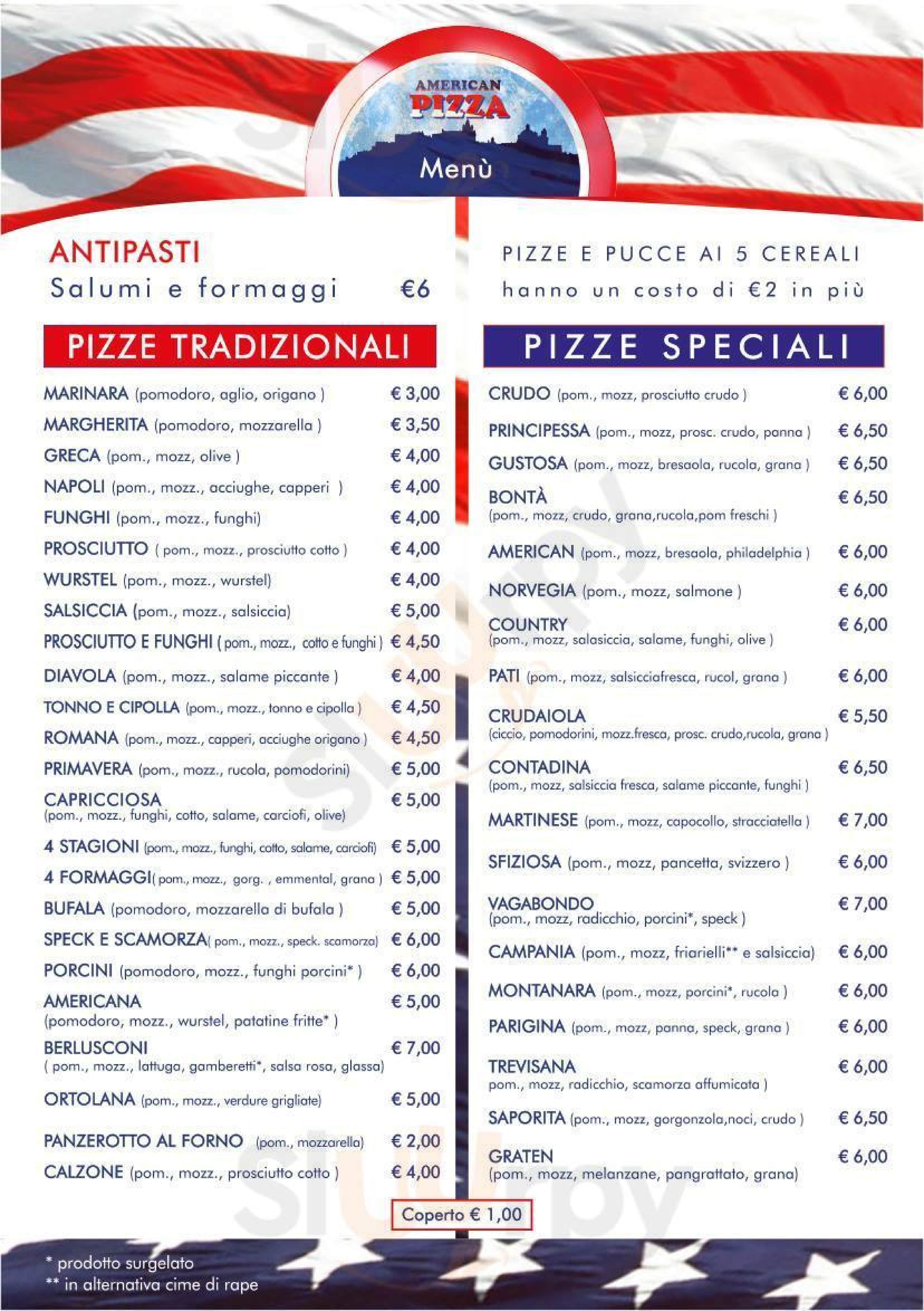 American Pizza Ostuni menù 1 pagina