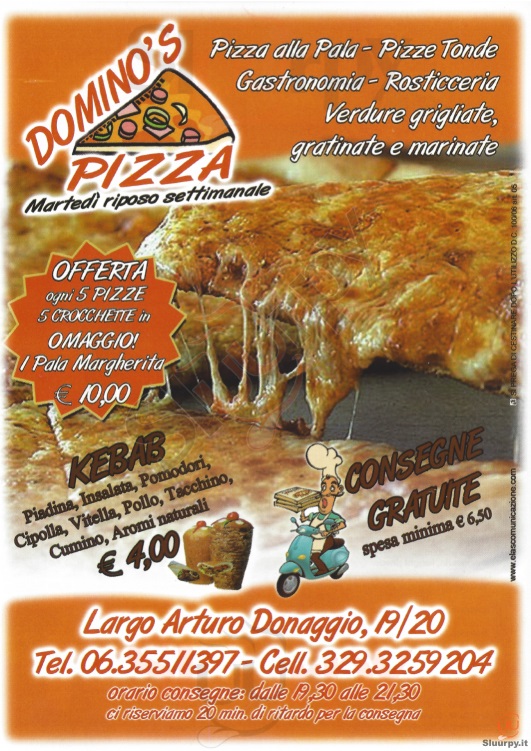 DOMINO'S PIZZA Roma menù 1 pagina