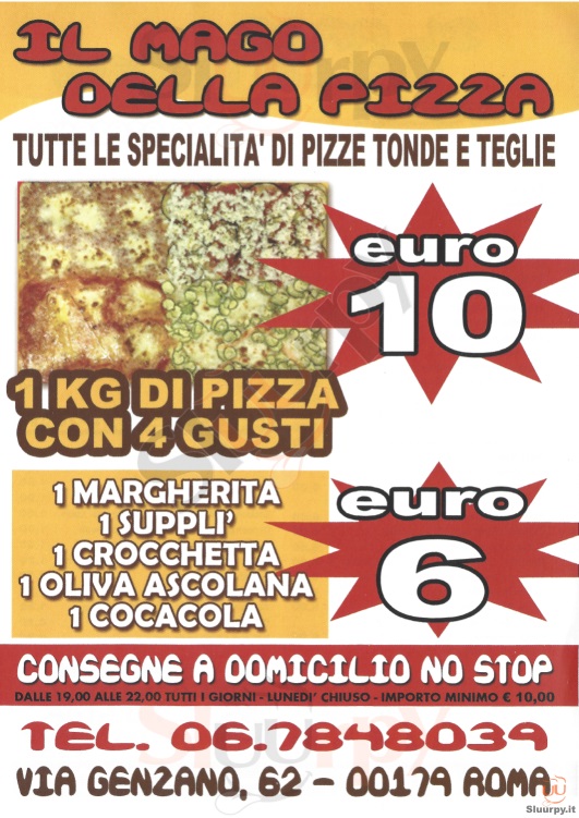 IL MAGO DELLA PIZZA Roma menù 1 pagina