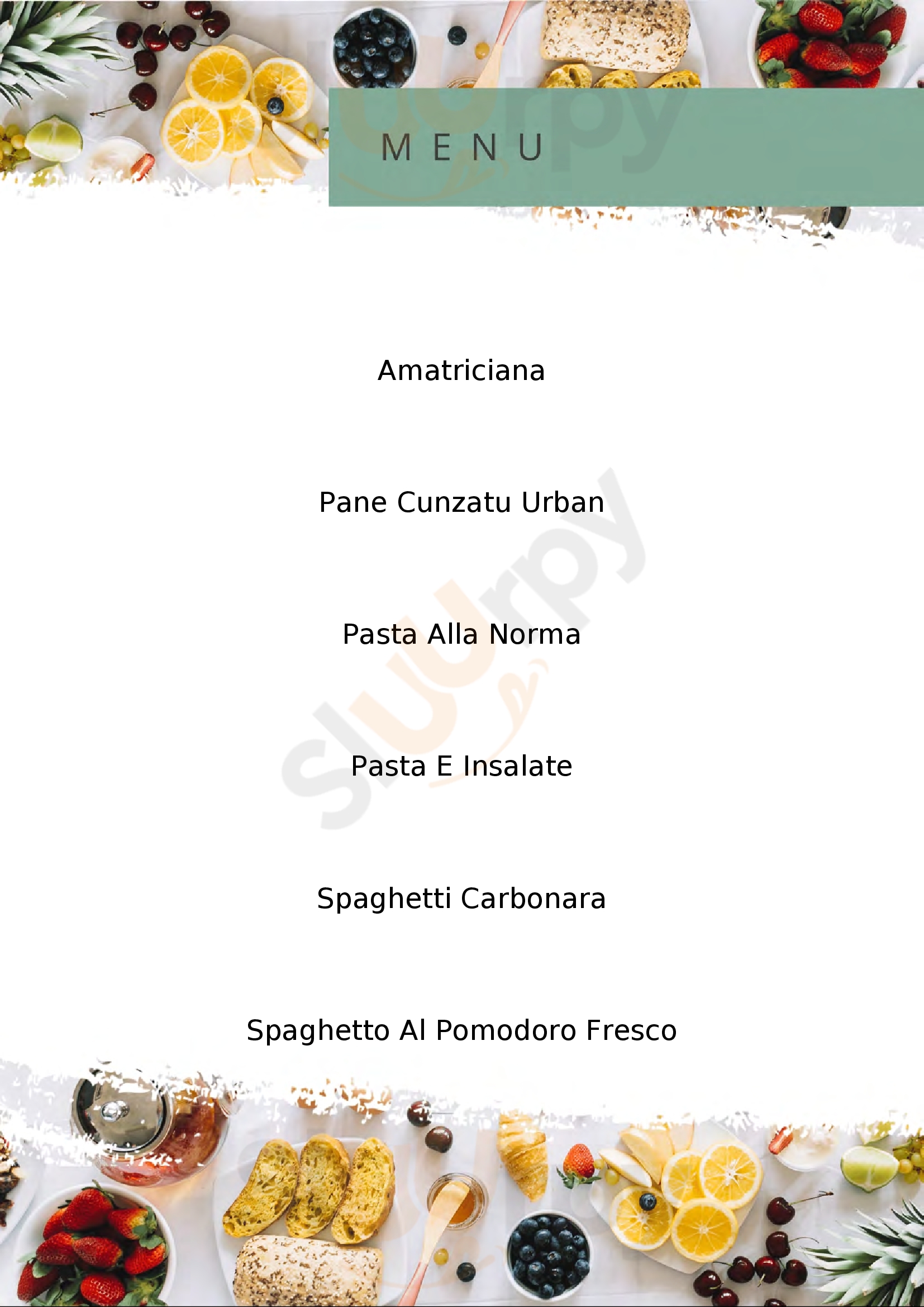 Urban Pasta Bar Milazzo menù 1 pagina