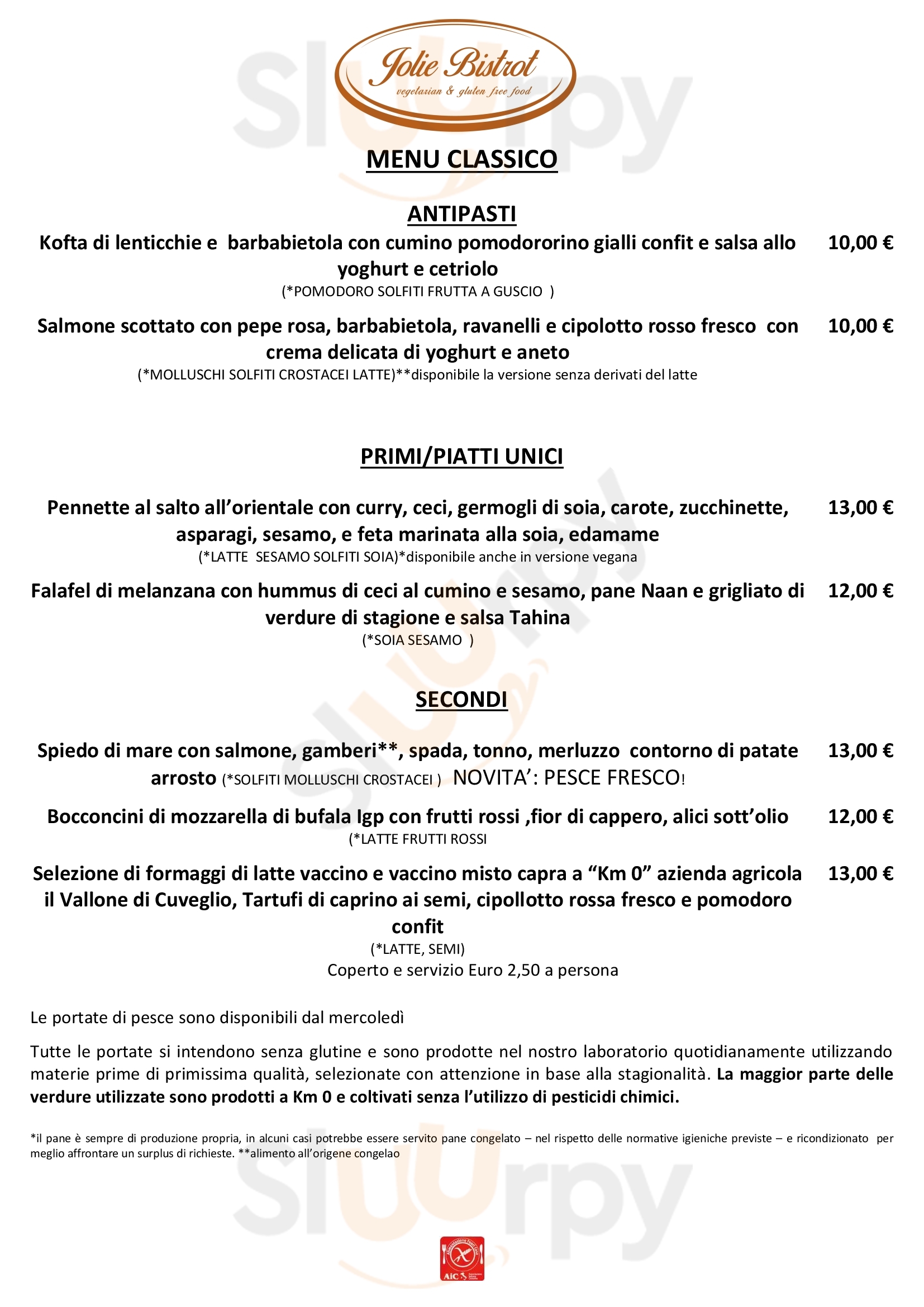 Jolie Bistrot - vegetarian and gluten free Busto Arsizio menù 1 pagina