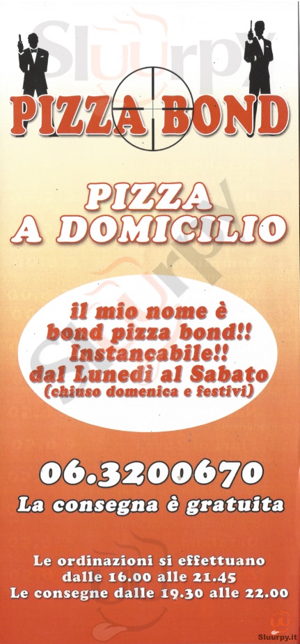 PIZZA BOND Roma menù 1 pagina
