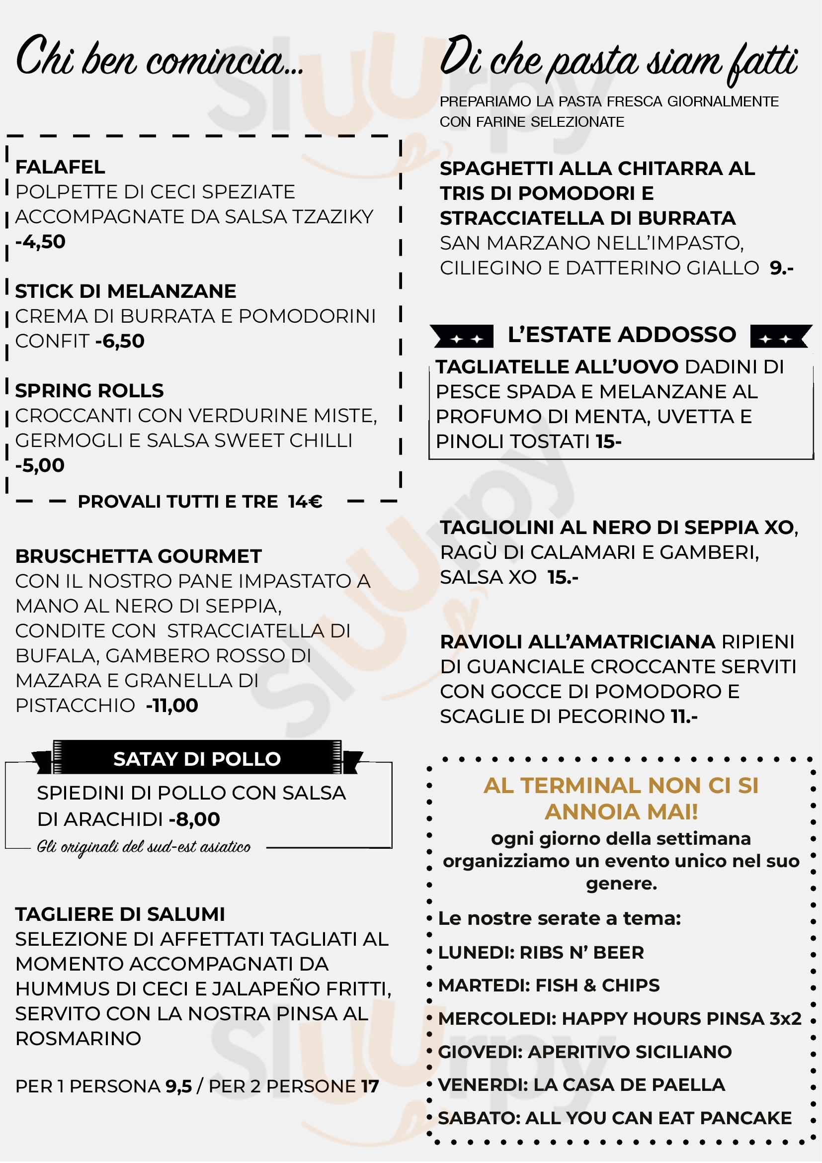 Terminal Restaurant Gallarate menù 1 pagina