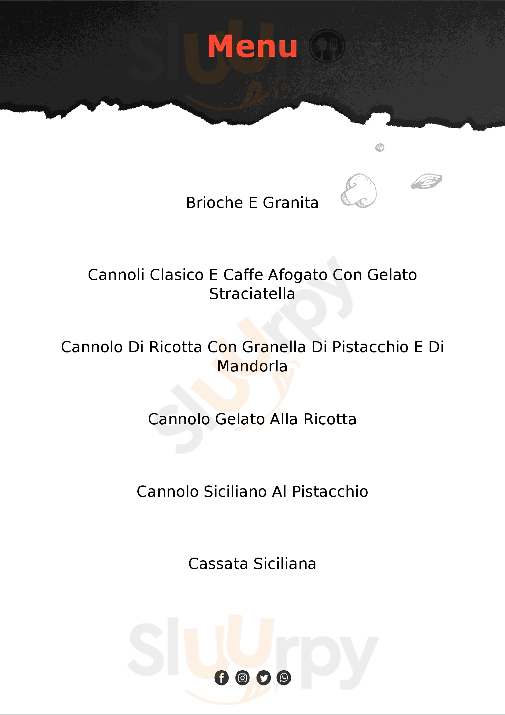 Cannoli Cefalù menù 1 pagina