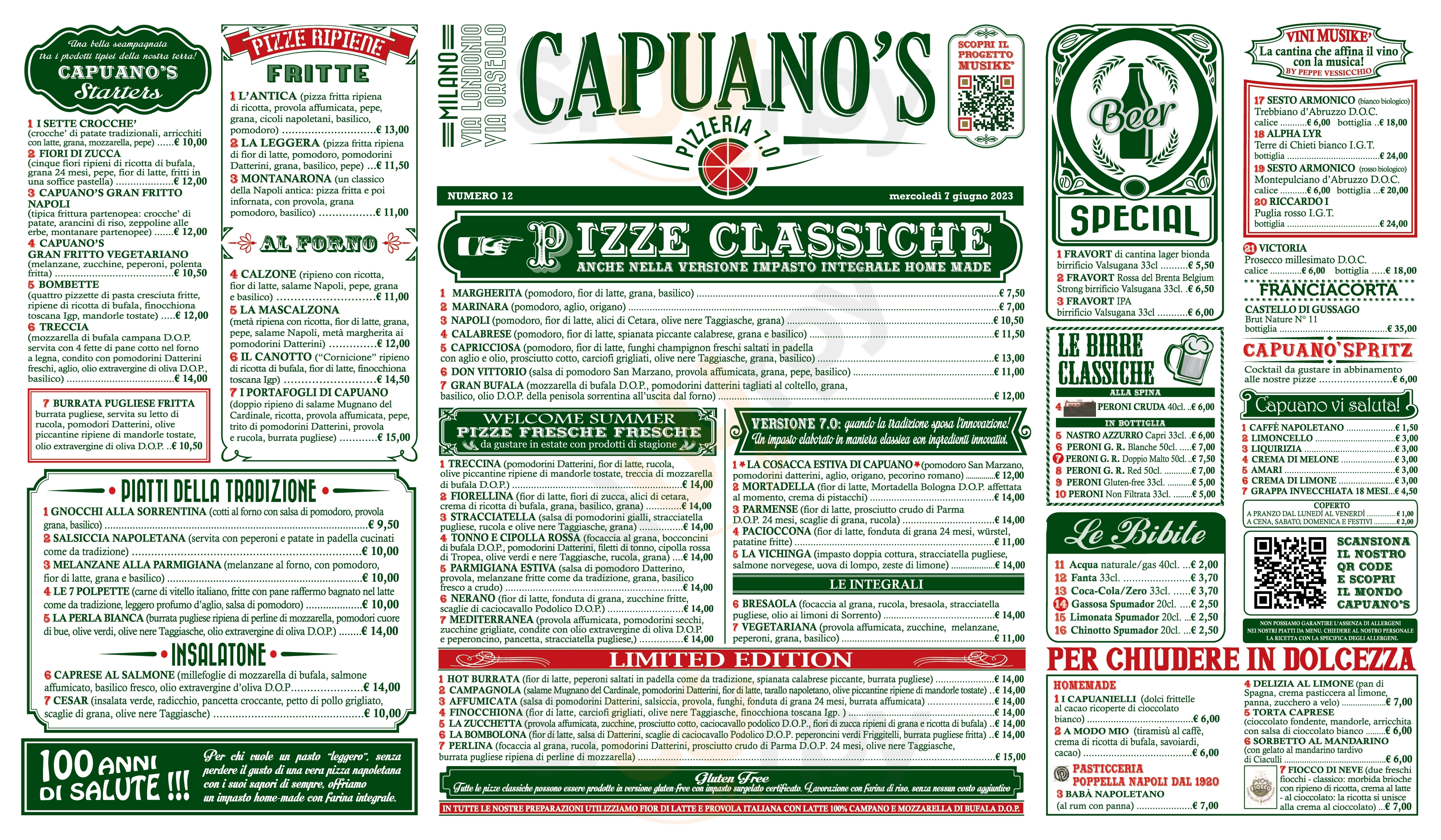 Pizzeria Capuano's Porto Recanati menù 1 pagina