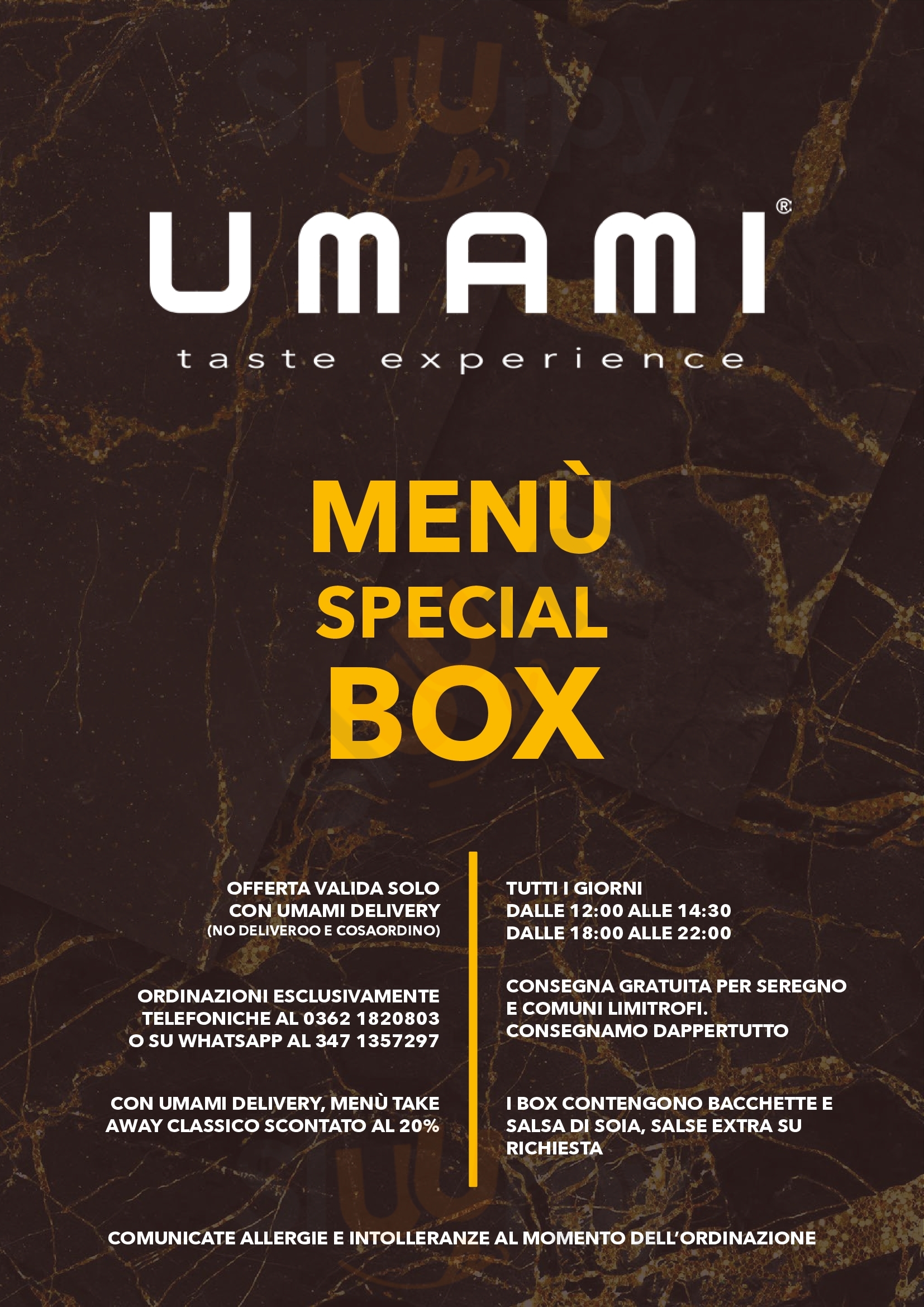 Umami Taste Experience Seregno menù 1 pagina