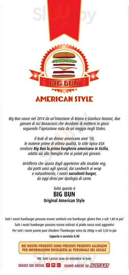 Big Bun American Style Aci Bonaccorsi menù 1 pagina