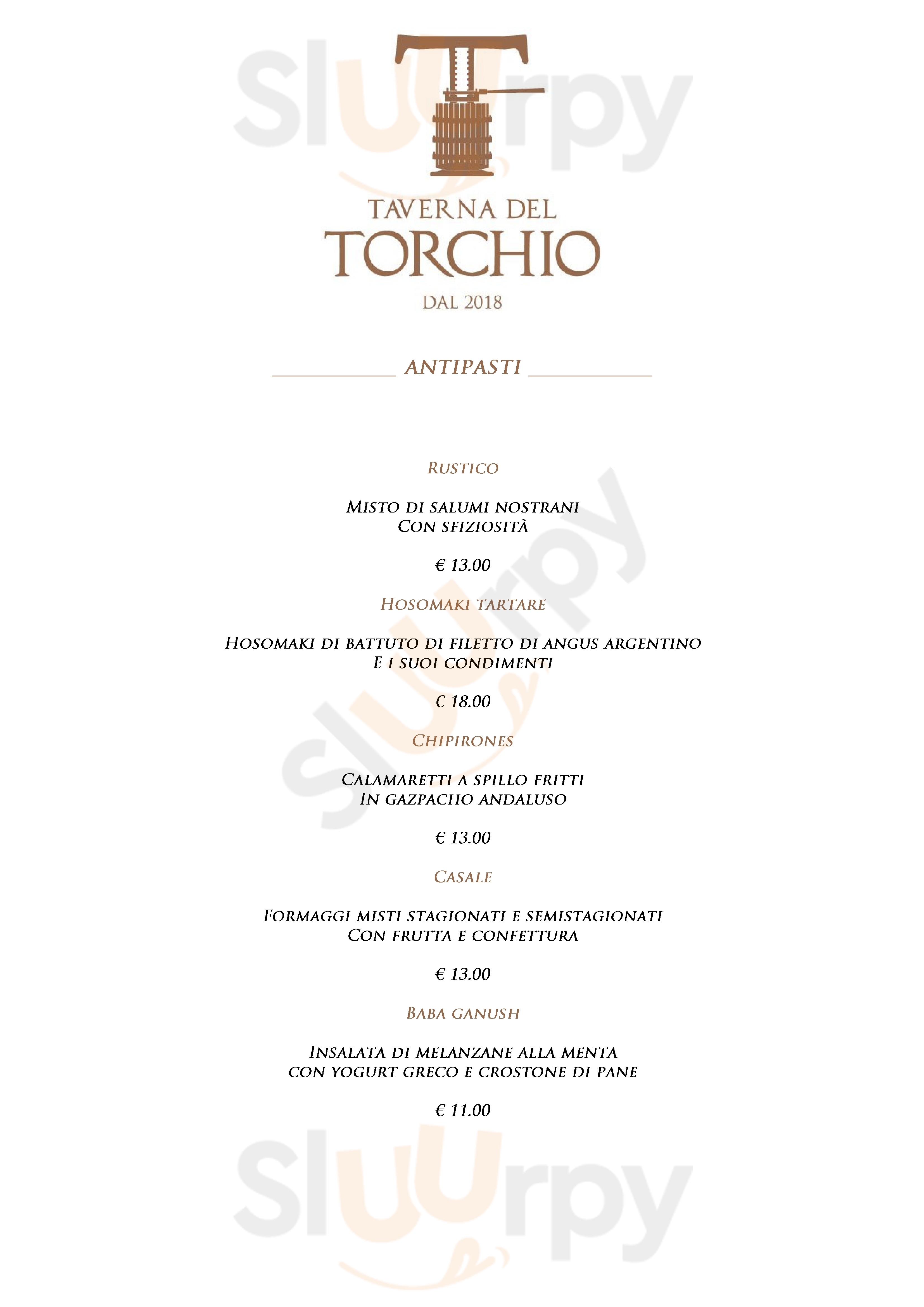 Taverna Del Torchio Abbiategrasso menù 1 pagina