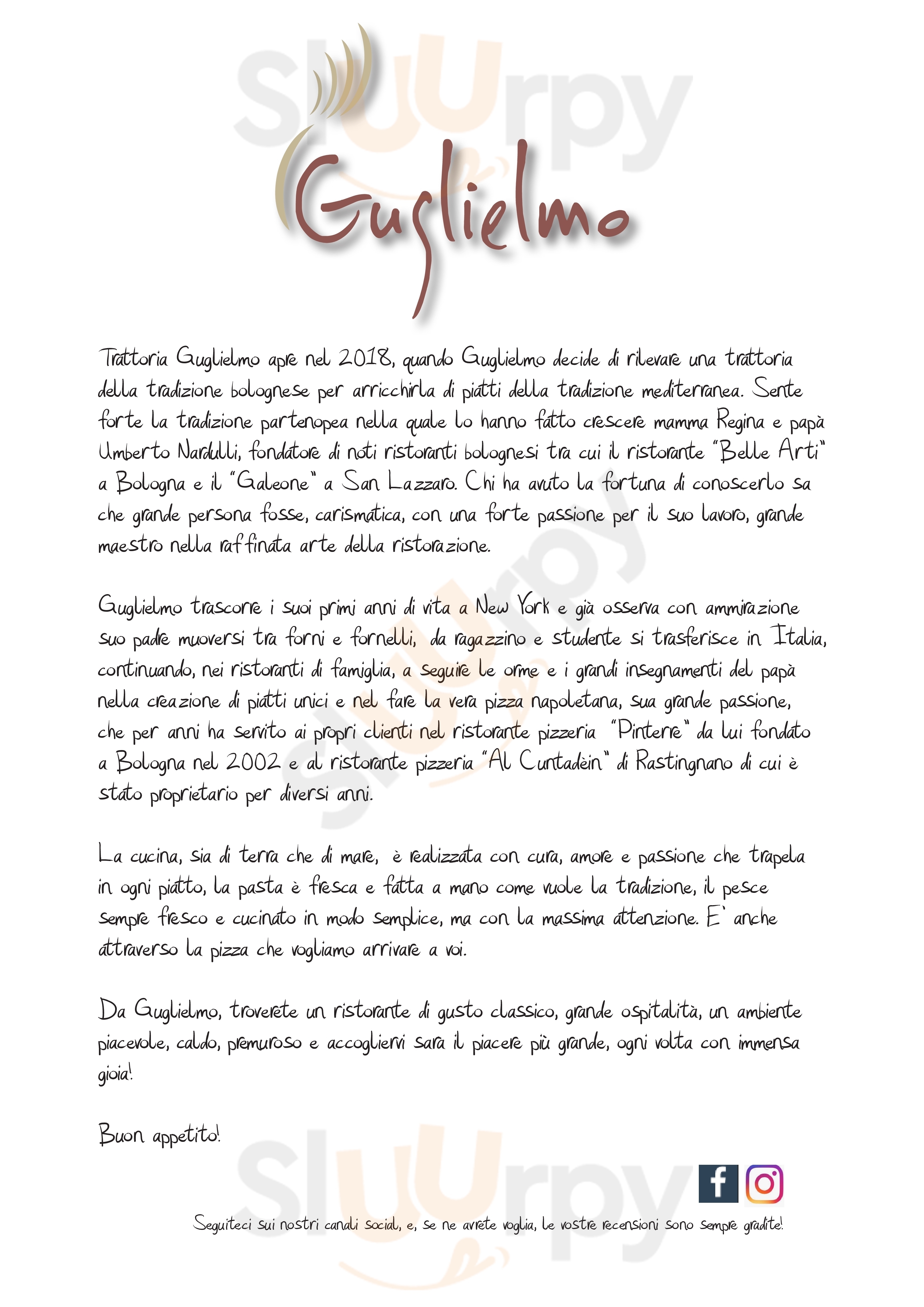 Trattoria Guglielmo San Lazzaro di Savena menù 1 pagina