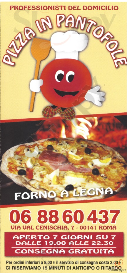 PIZZA IN PANTOFOLE Roma menù 1 pagina