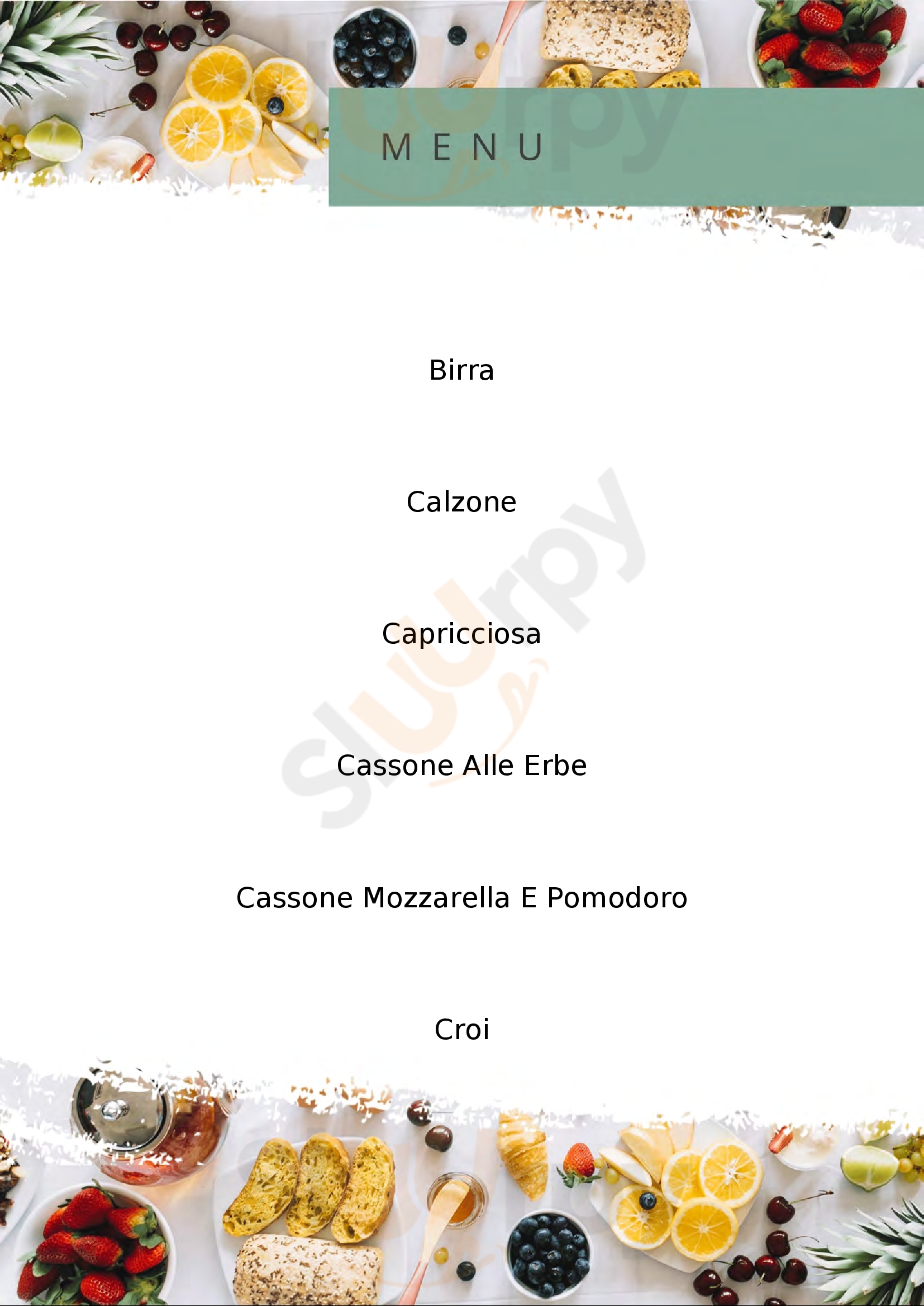 Bar Pizzeria del Sole Misano Adriatico menù 1 pagina