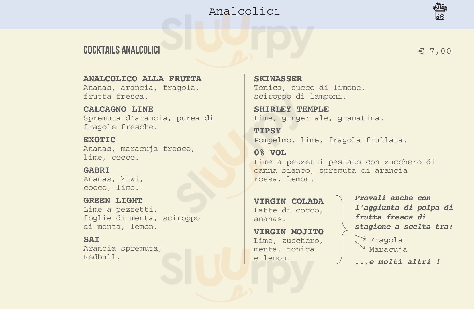 Bar Calcagno Arenzano menù 1 pagina