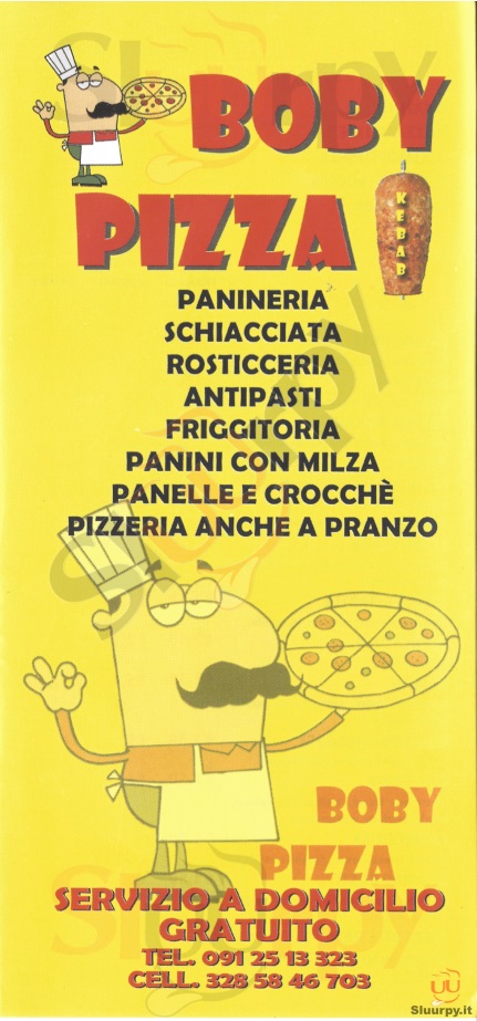 BOBY PIZZA Palermo menù 1 pagina
