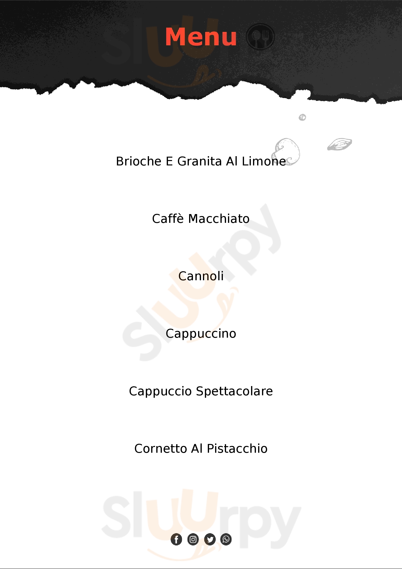 Caffetteria del Parnaso Canicatti menù 1 pagina