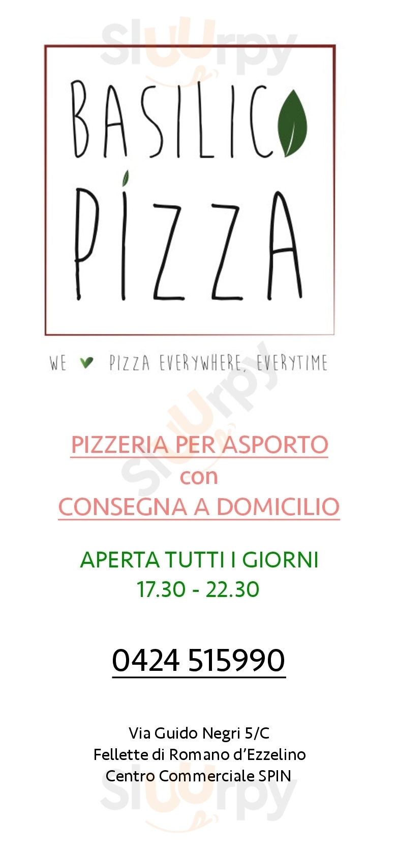 Basilico Pizza Romano d'Ezzelino menù 1 pagina