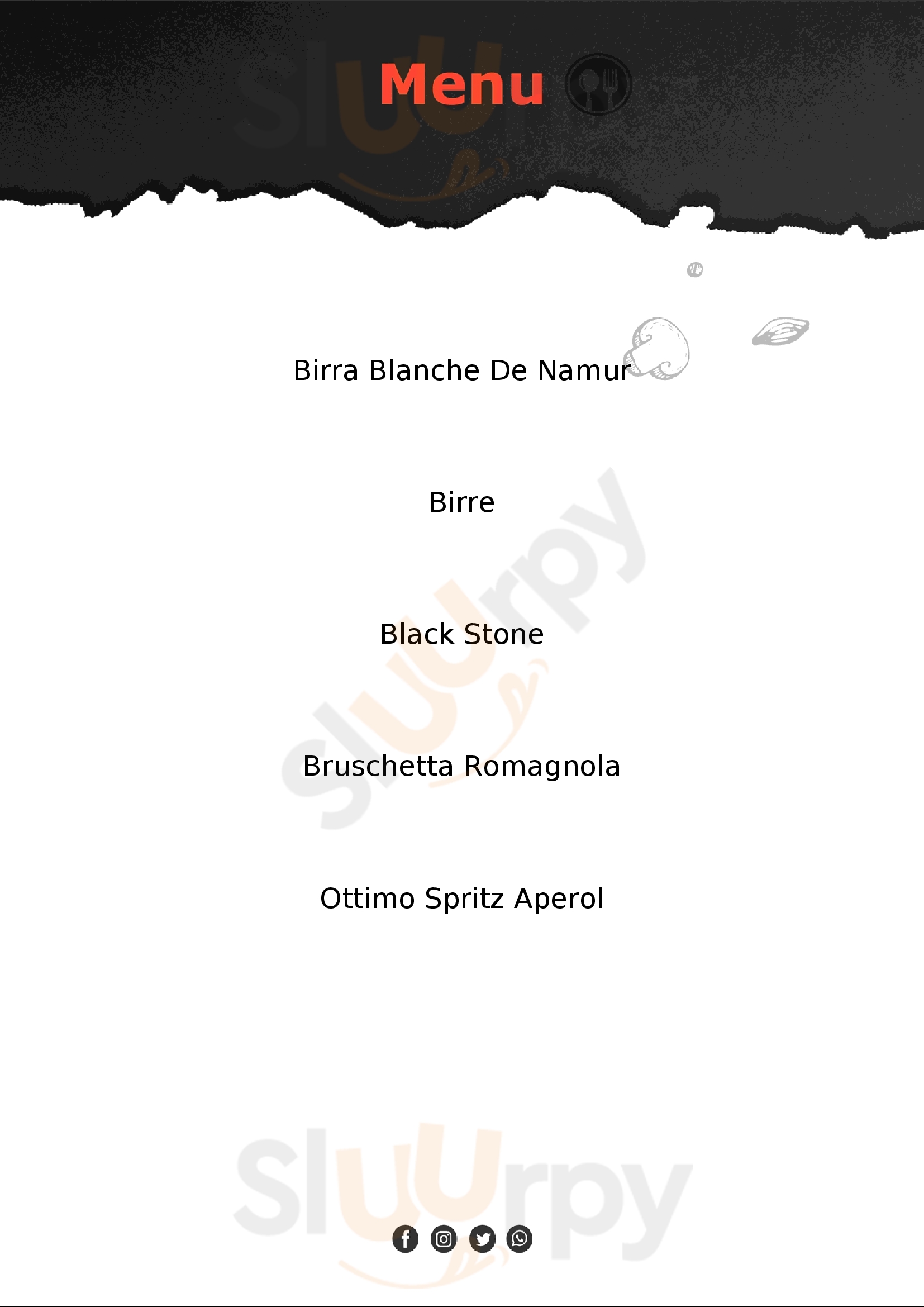 Bar Bruschetteria Black Stone Zane menù 1 pagina