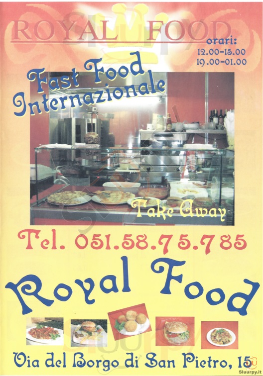 ROYAL FOOD Bologna menù 1 pagina