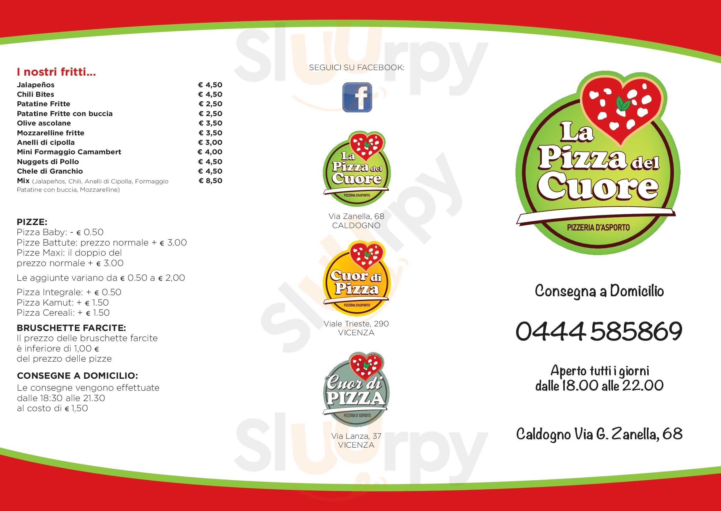 Pizzeria D'Asporto La Pizza del Cuore Caldogno menù 1 pagina