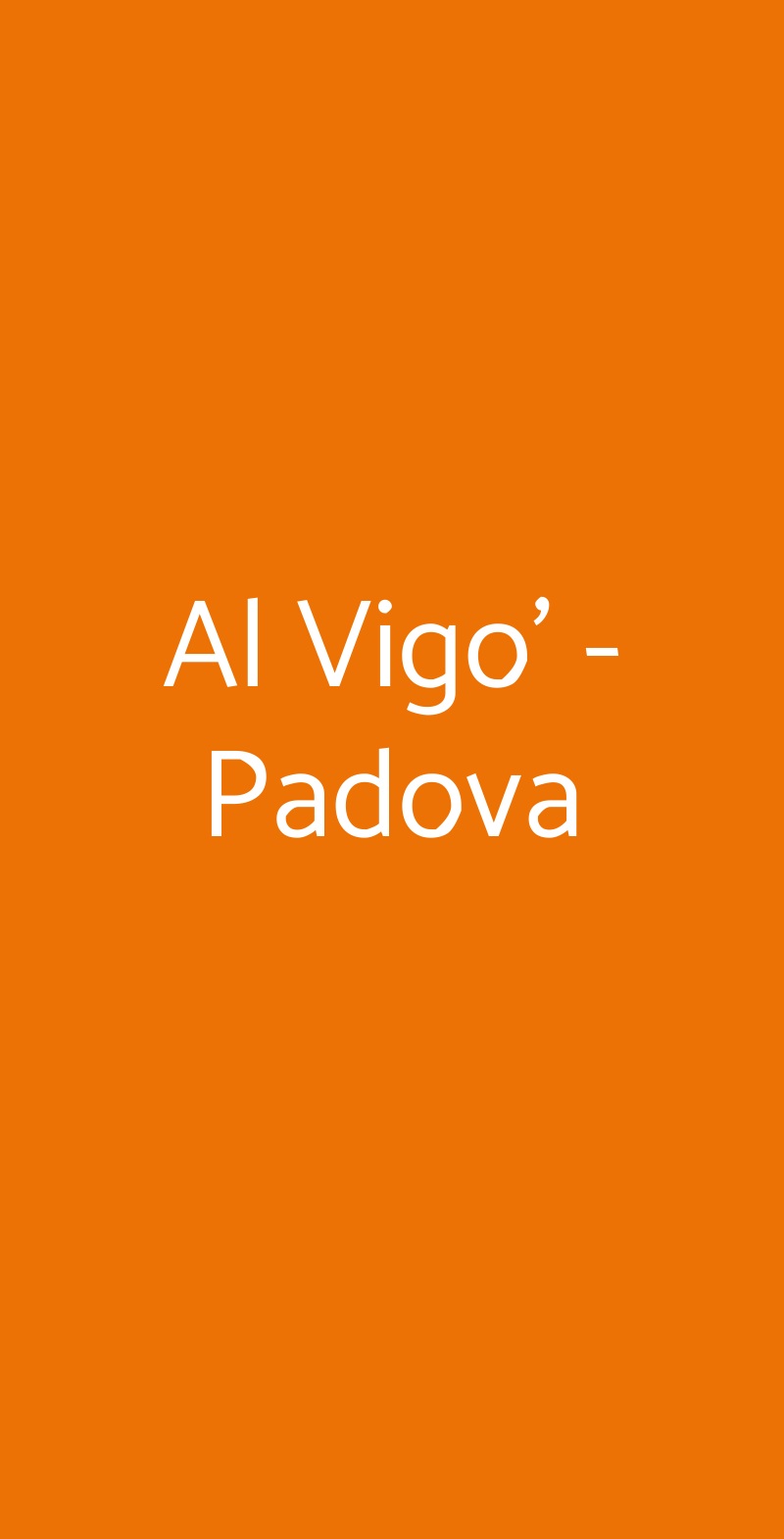 Al Vigo' - Padova Padova menù 1 pagina