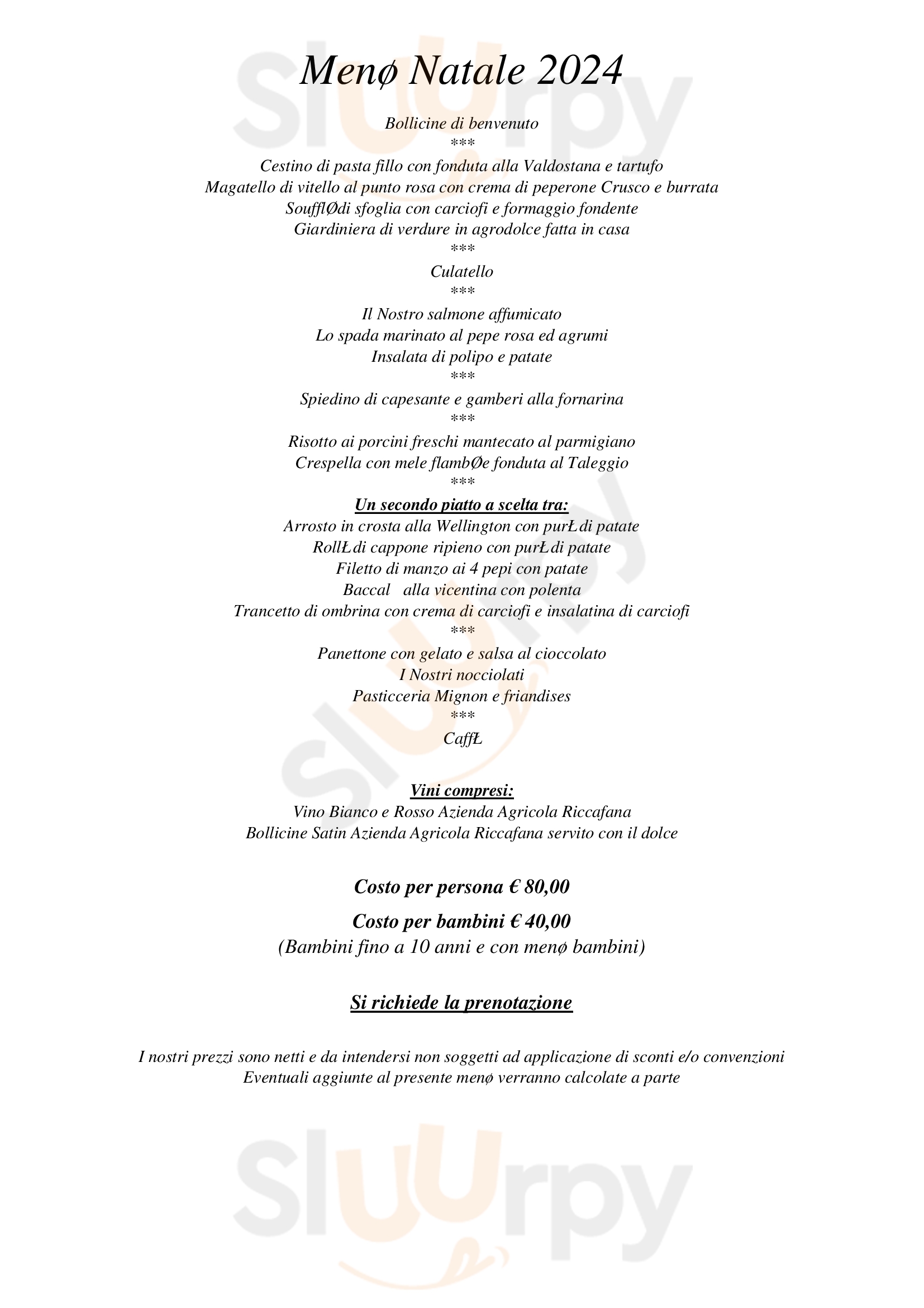 Hotel Touring Coccaglio menù 1 pagina