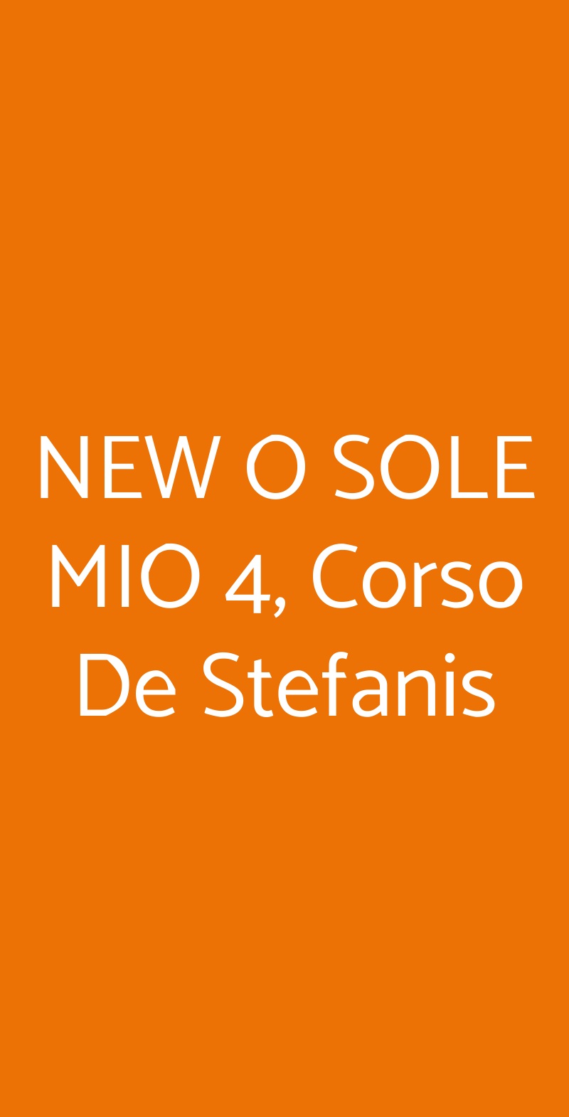 NEW O SOLE MIO 4, Corso De Stefanis Genova menù 1 pagina