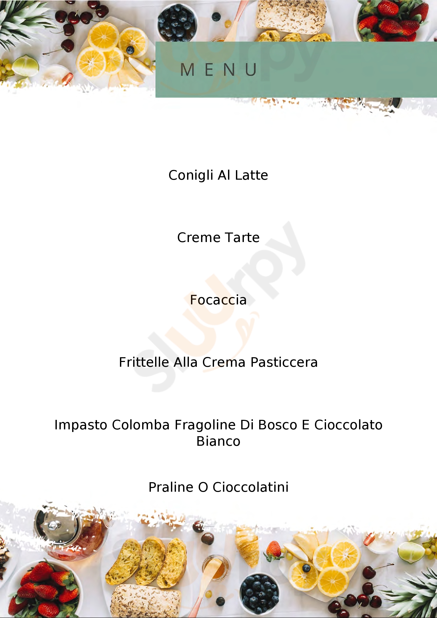 Pasticceria Aurora Tombolo menù 1 pagina