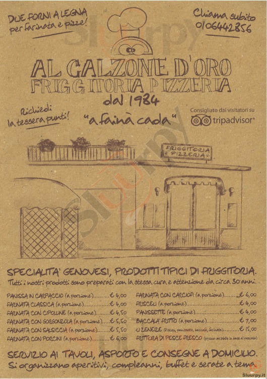 AL CALZONE D'ORO Genova menù 1 pagina