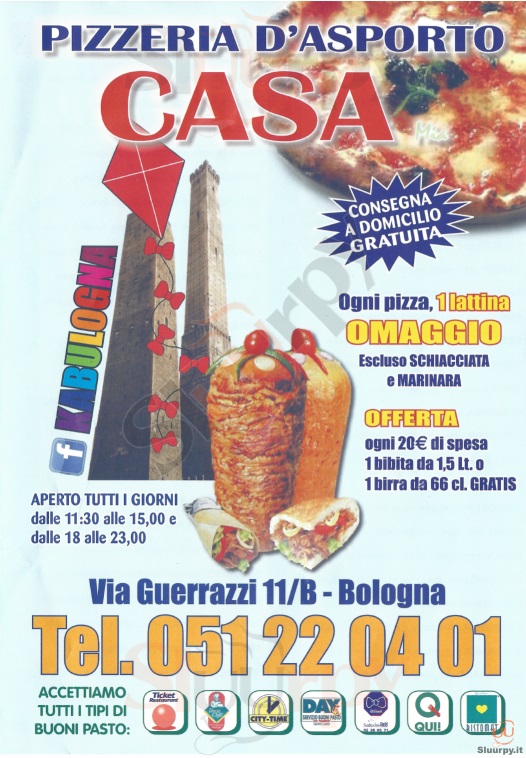 Pizzeria Casa Mia Bologna menù 1 pagina