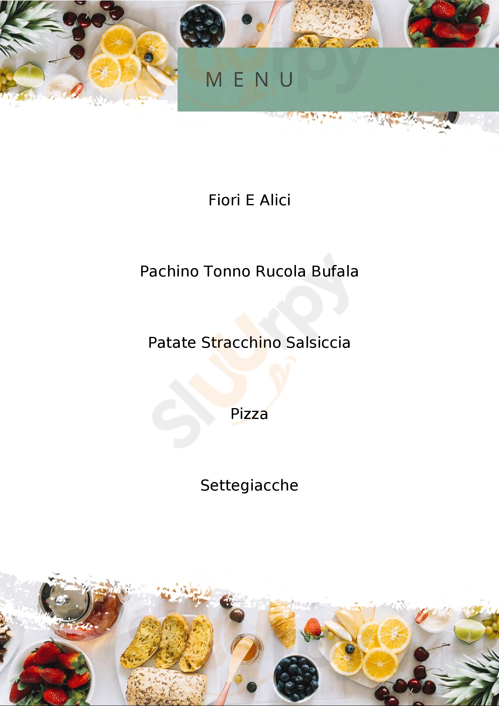 Pizzeria Ristorante Settegiacche Licenza menù 1 pagina