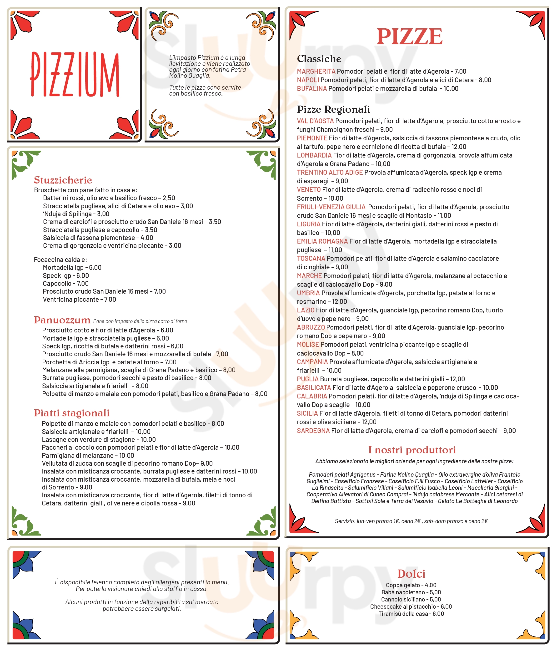 PIZZIUM - Via Procaccini Milano menù 1 pagina