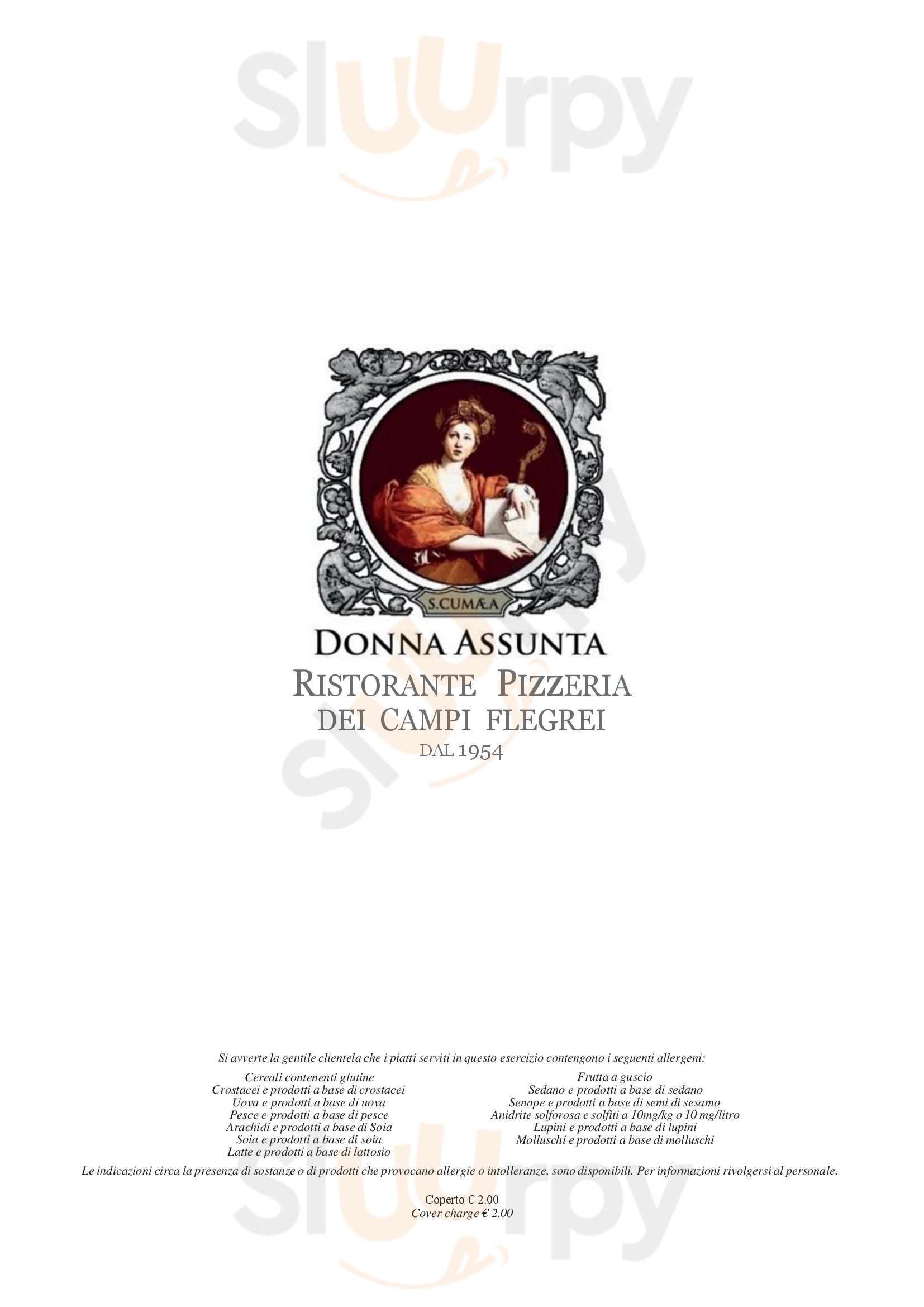 Donna Assunta 1954 Milano menù 1 pagina